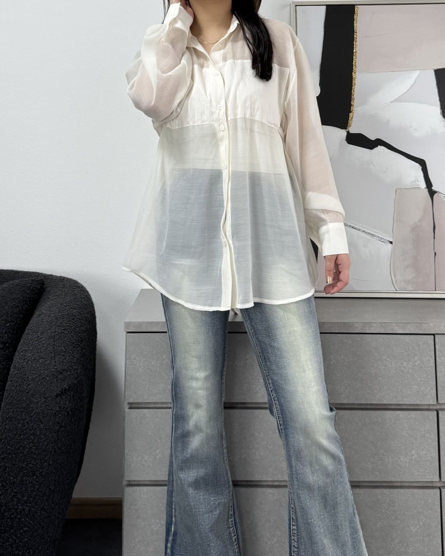 ビスチェ風シアーシャツ