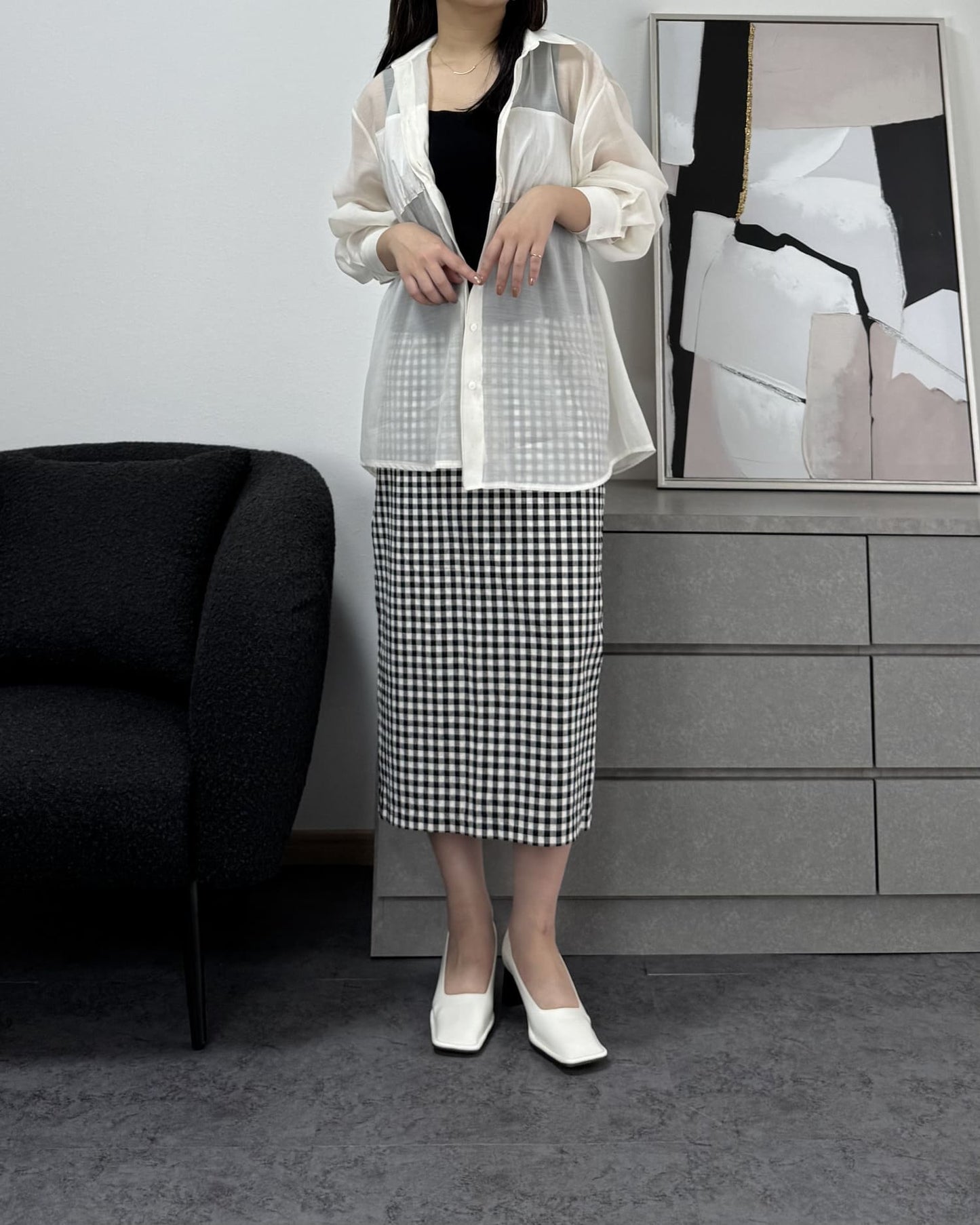 ビスチェ風シアーシャツ