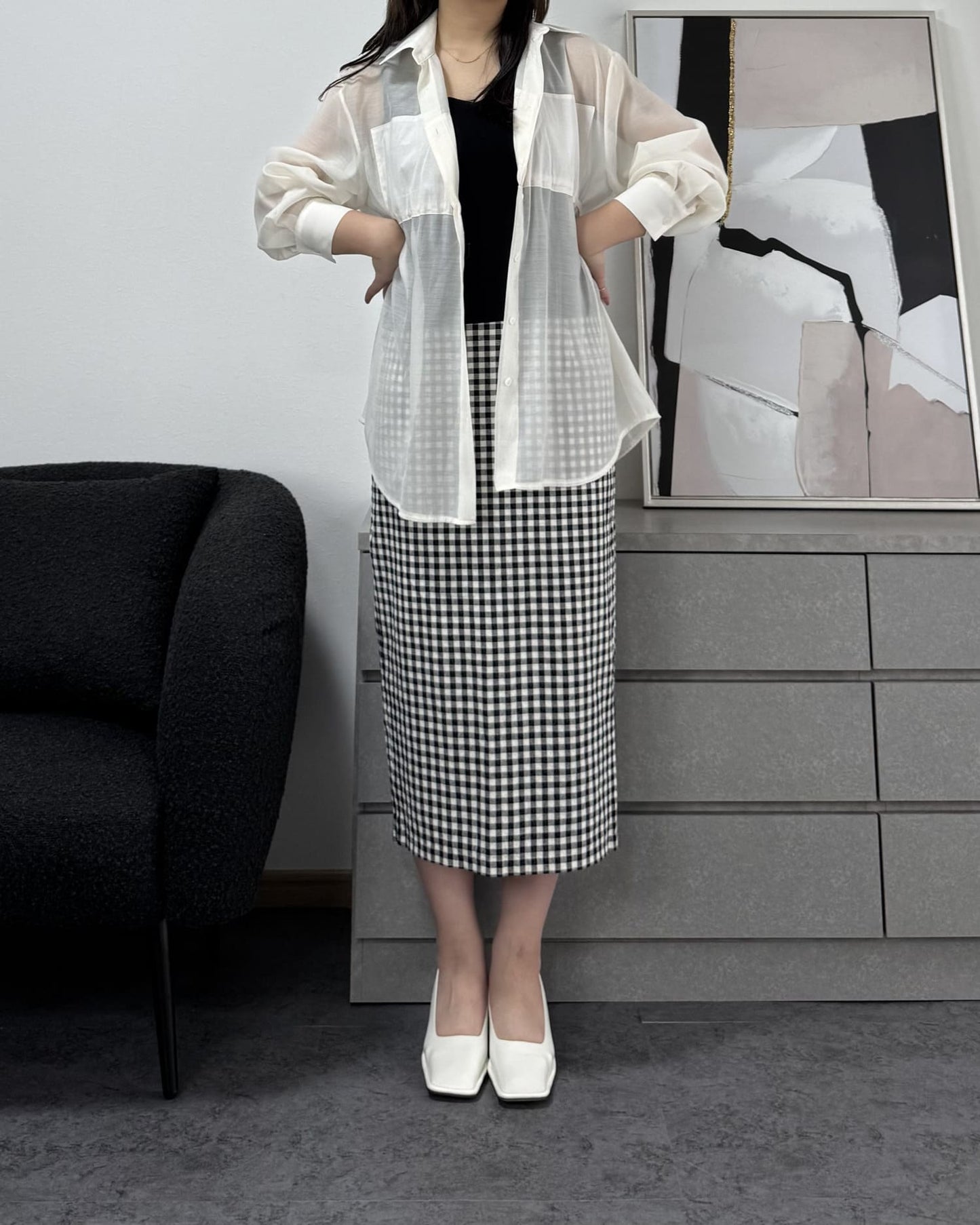 ビスチェ風シアーシャツ