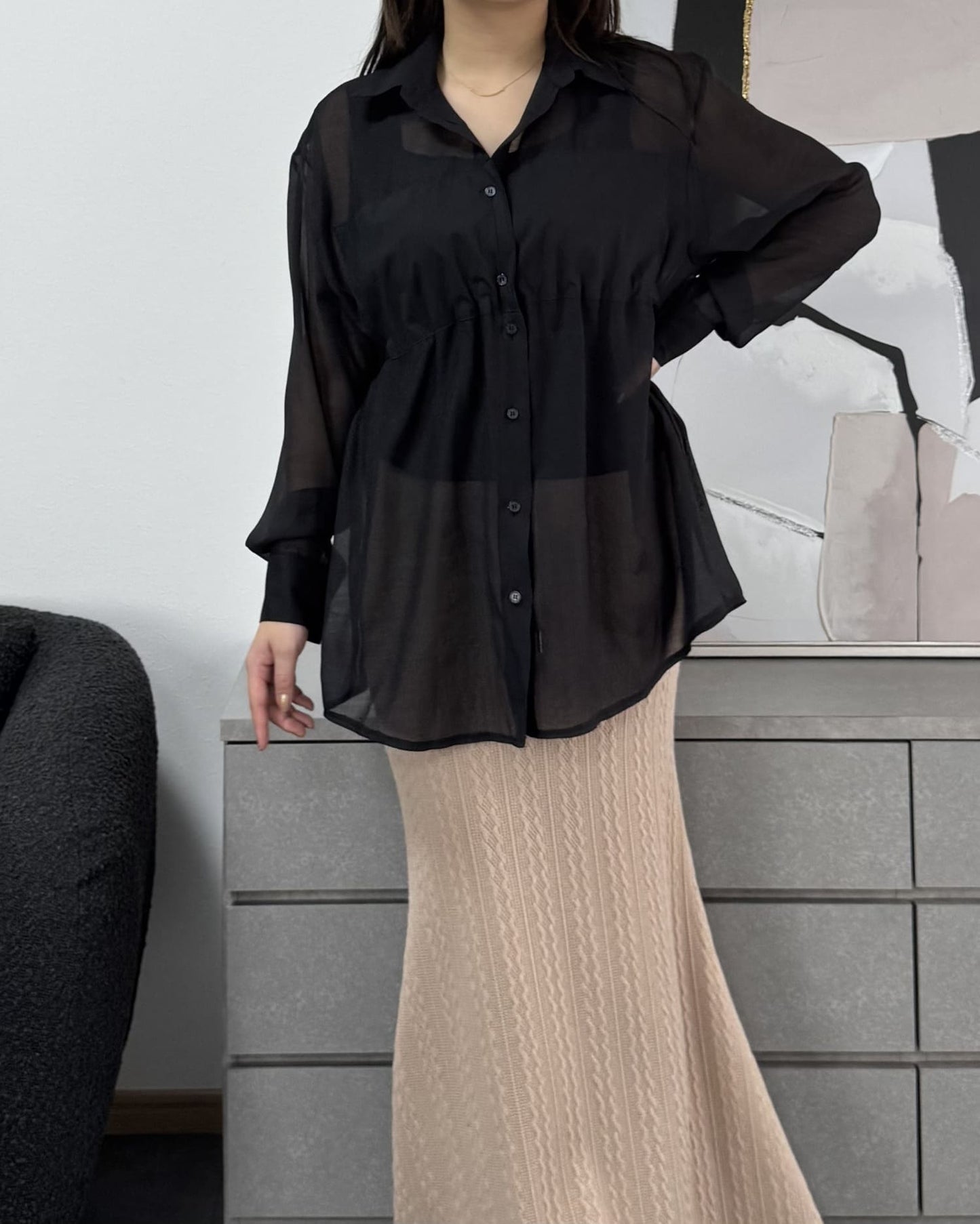ビスチェ風シアーシャツ