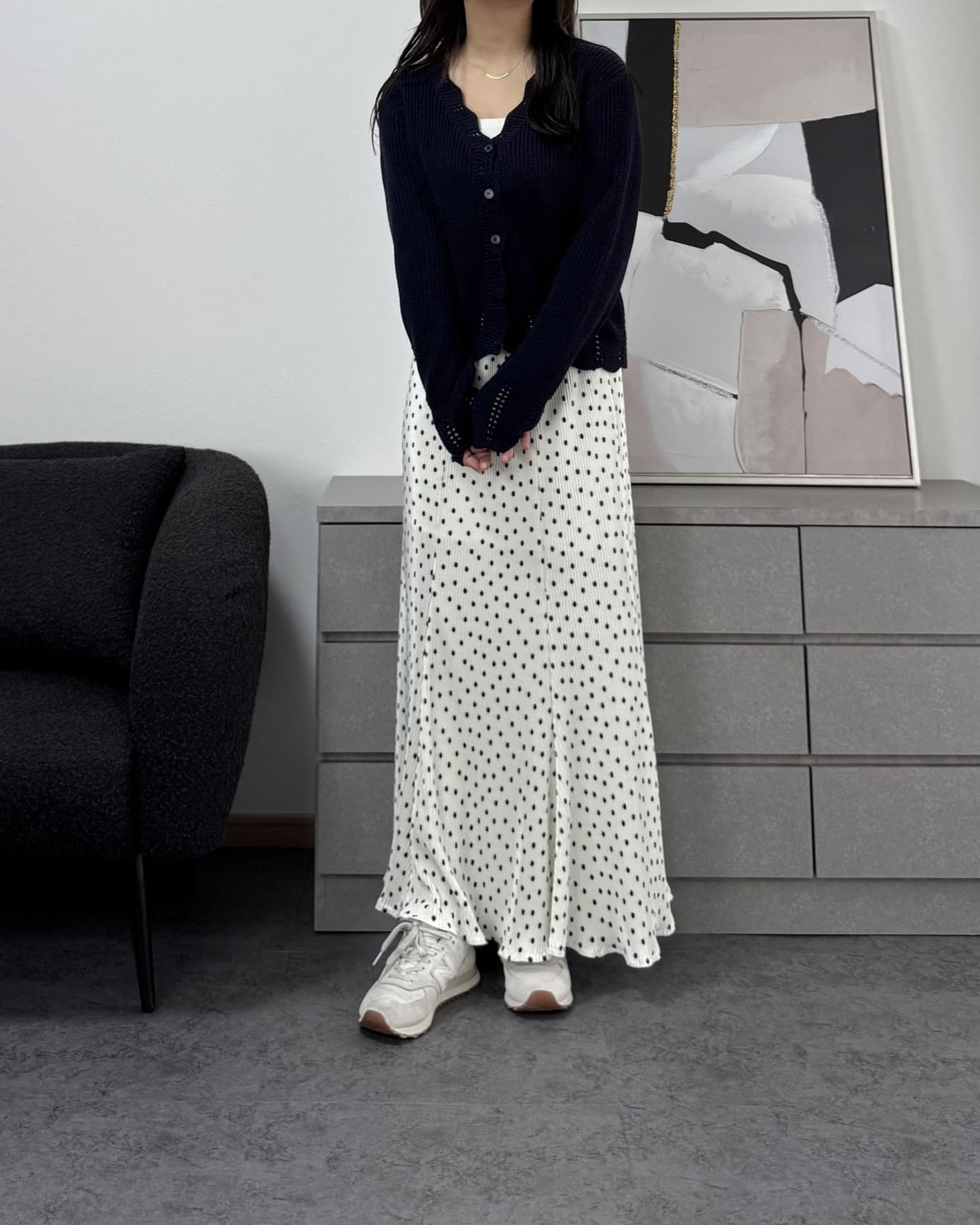 鍵編みデザインカラーカーディガン