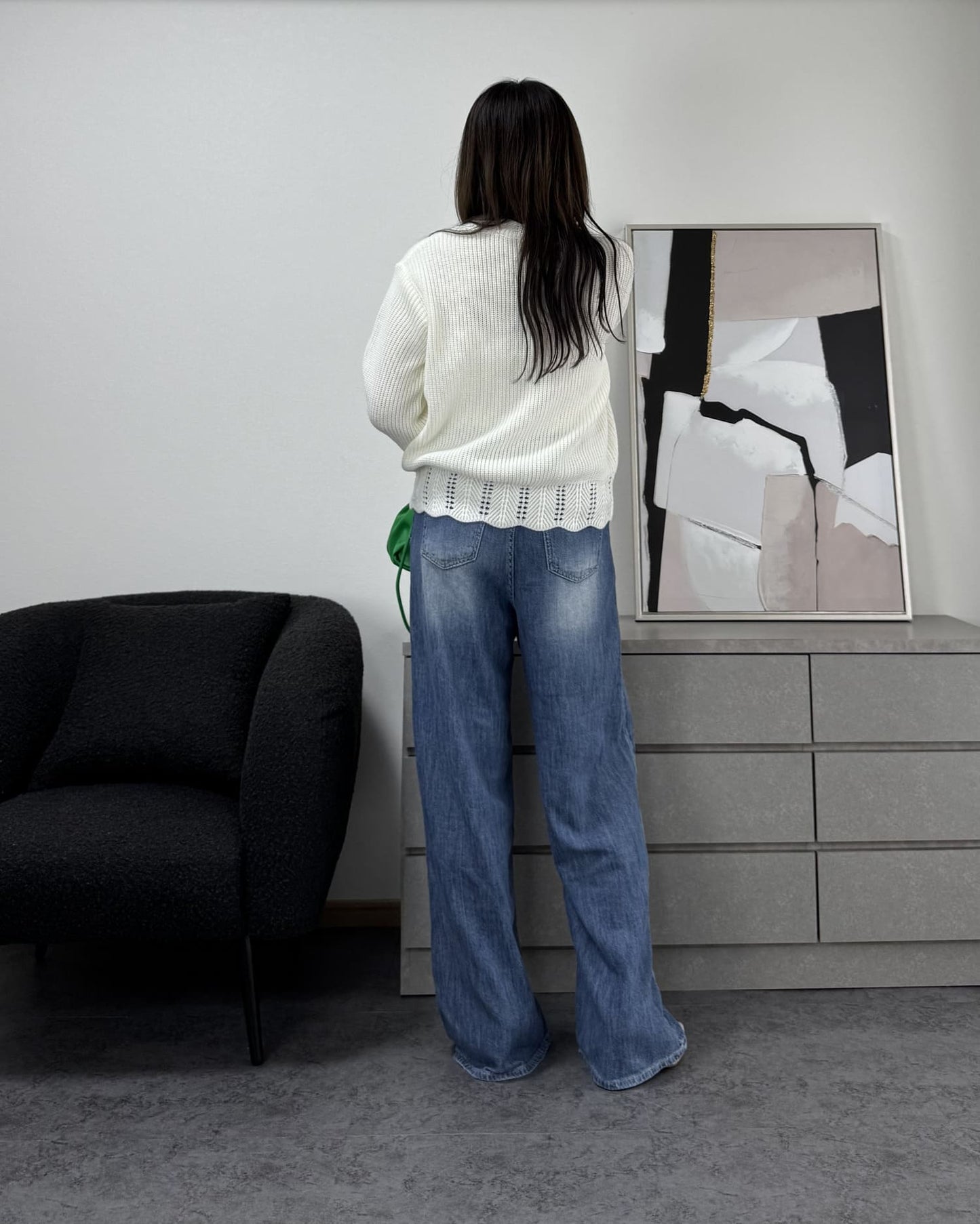 鍵編みデザインカラーカーディガン