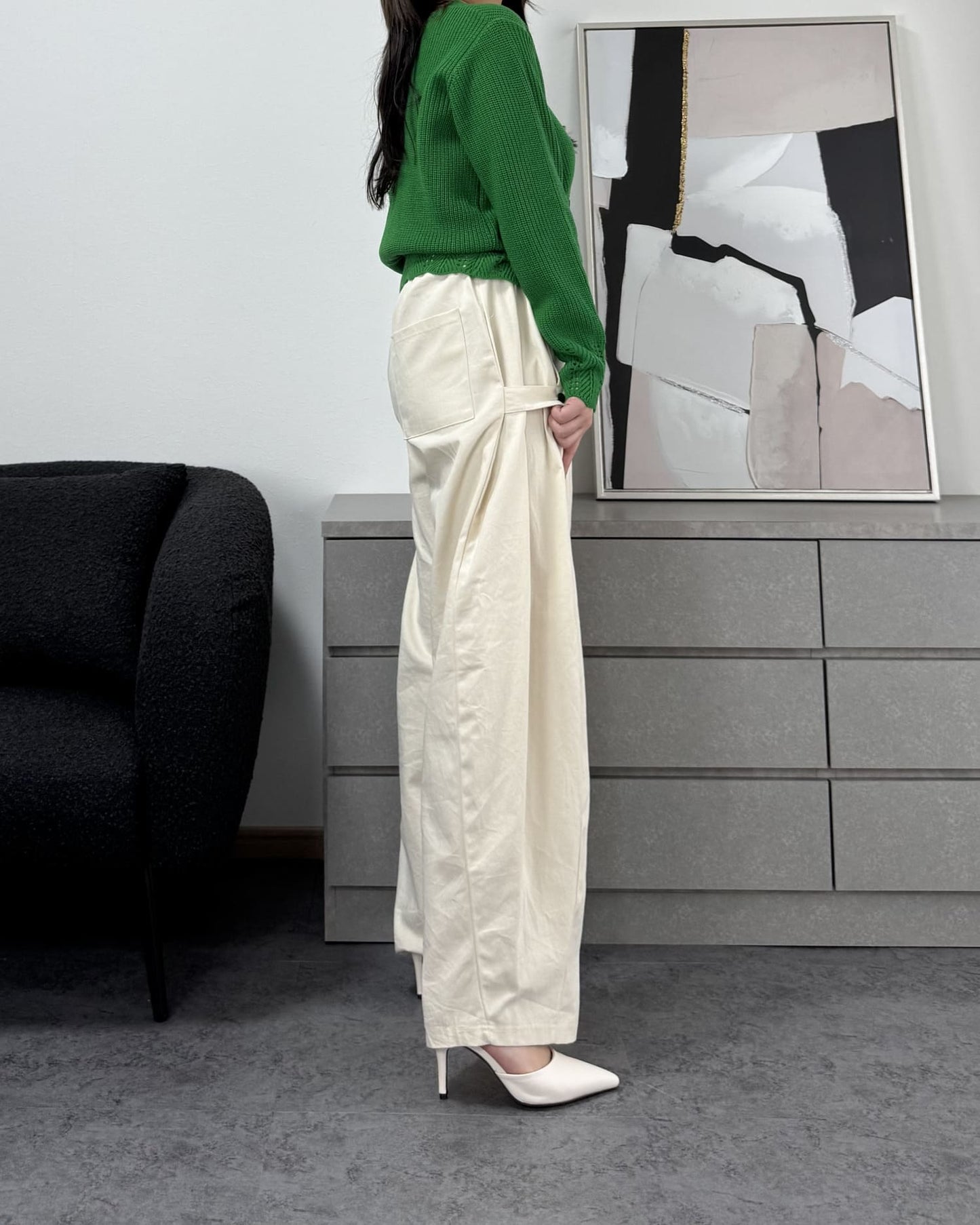 鍵編みデザインカラーカーディガン