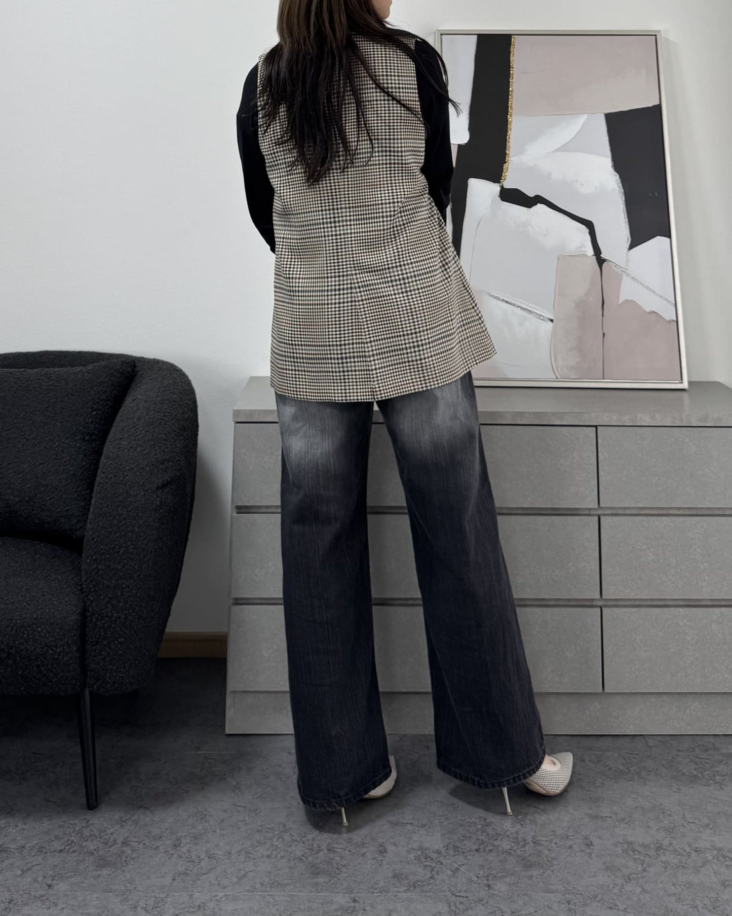 ブラックウォッシュドワイドデニム