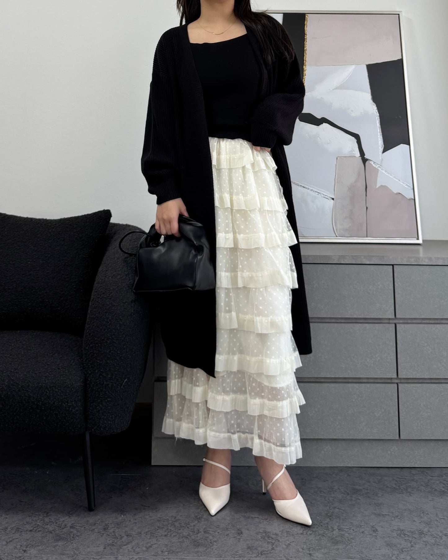 ポインテッドトゥストラップヒールミュール