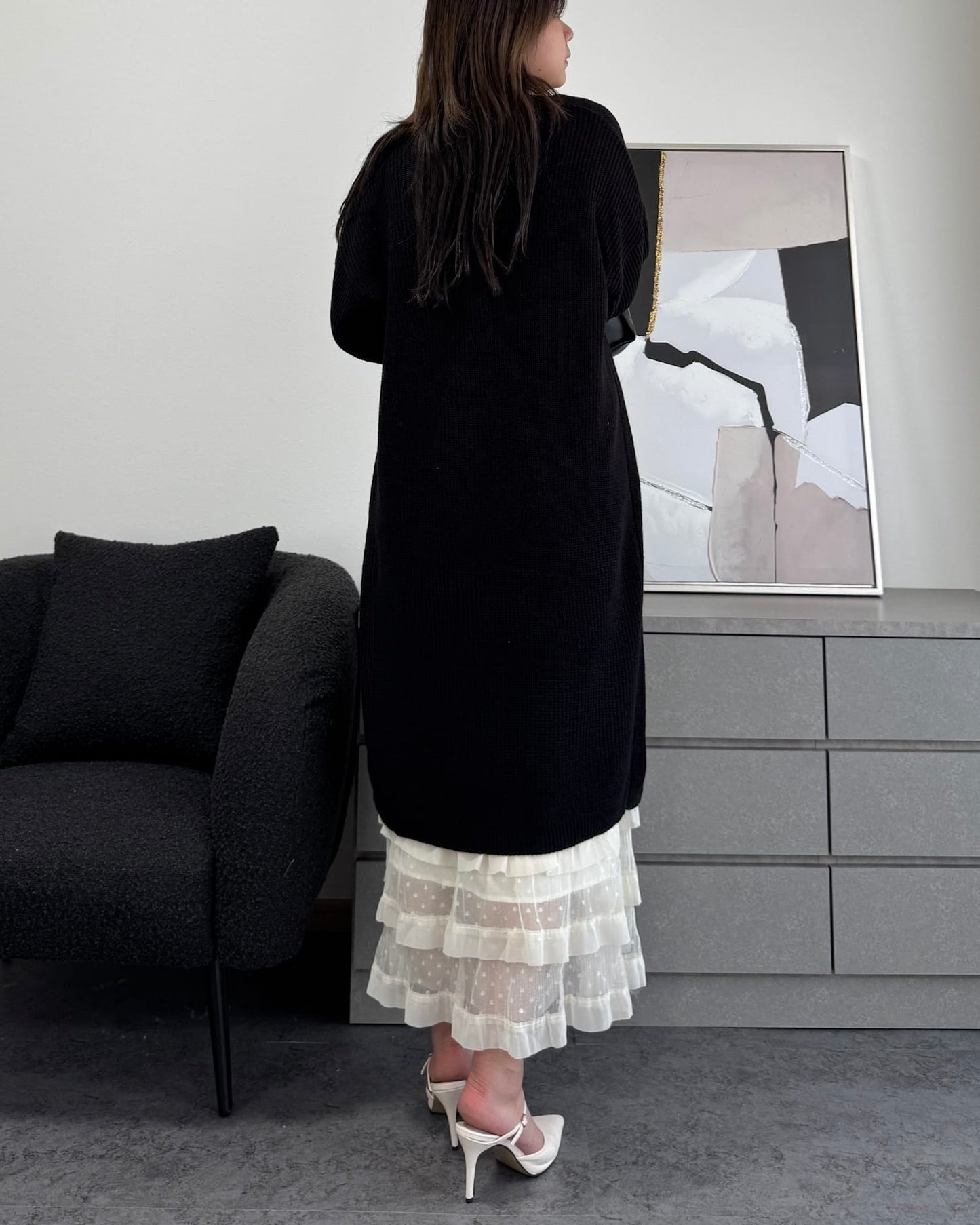 ポインテッドトゥストラップヒールミュール