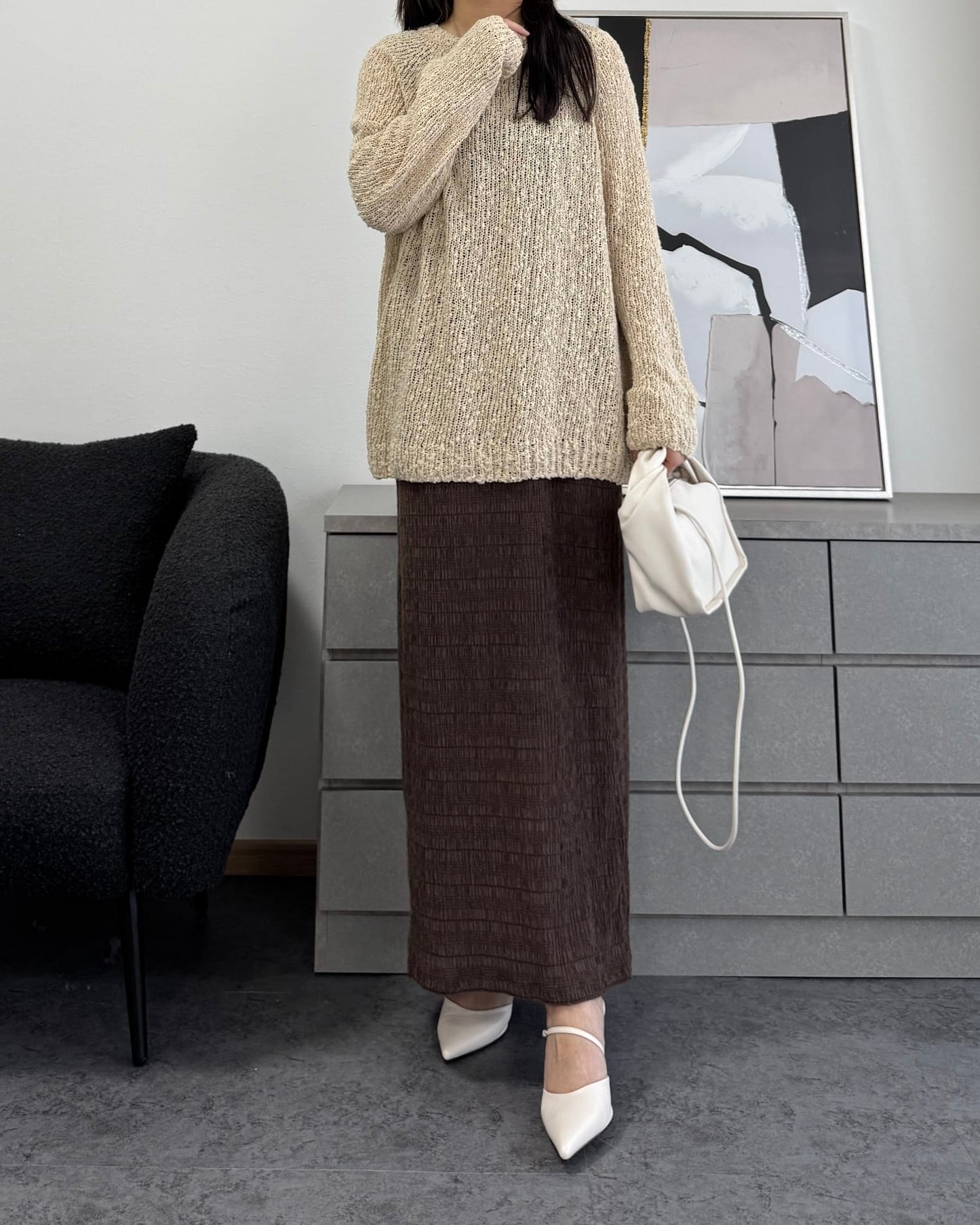 ざっくり編みスプリングルーズニット