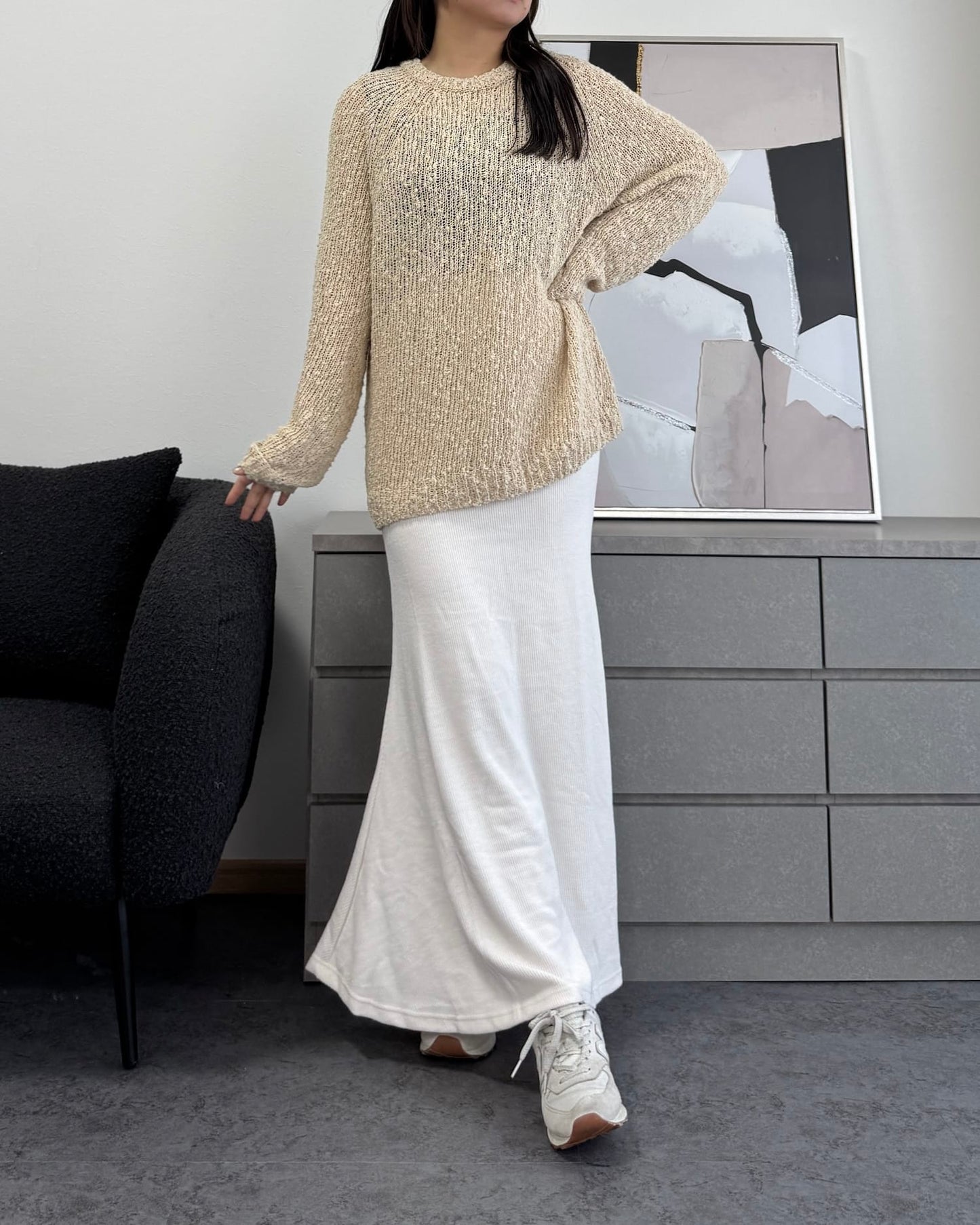 ざっくり編みスプリングルーズニット