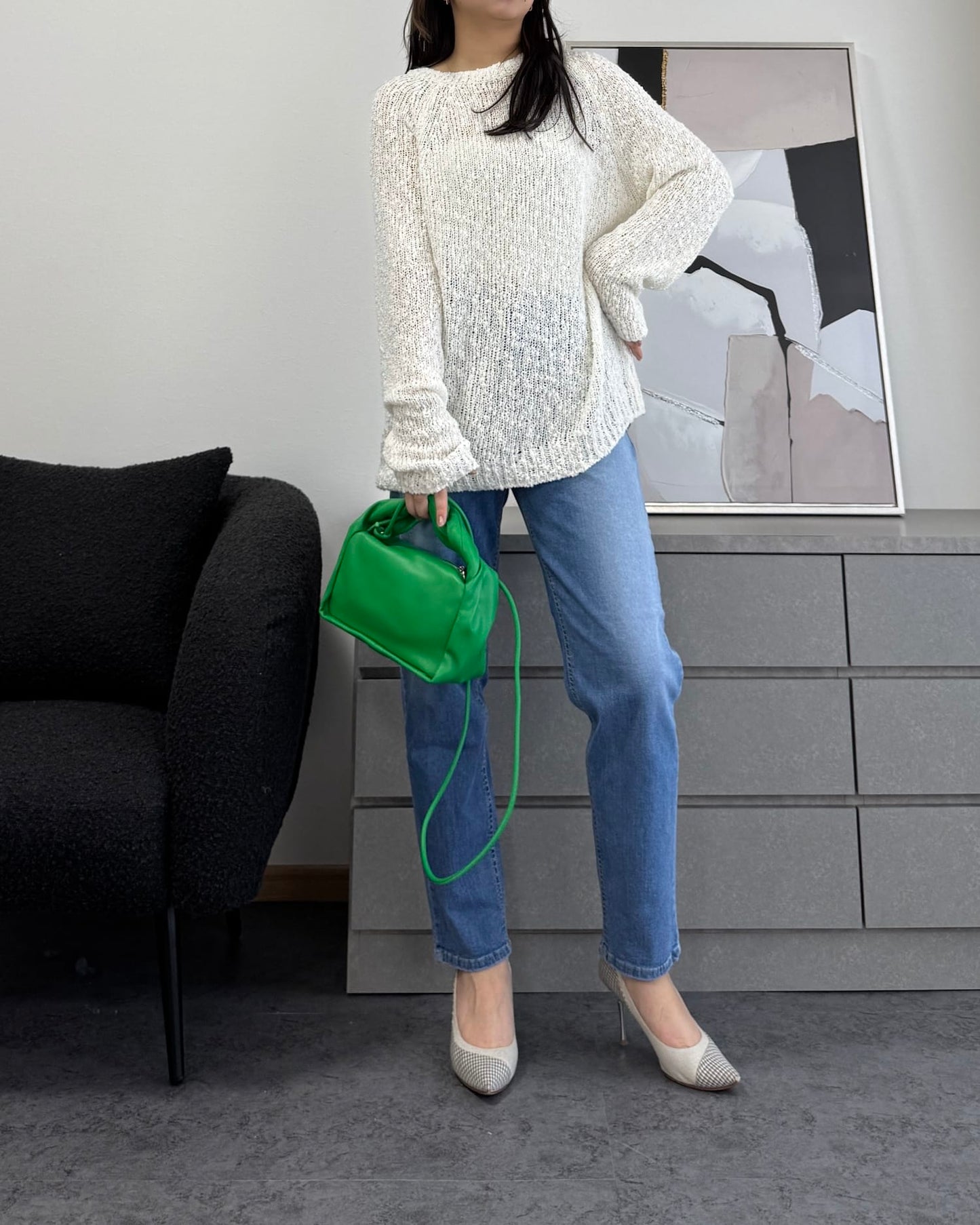 ざっくり編みスプリングルーズニット