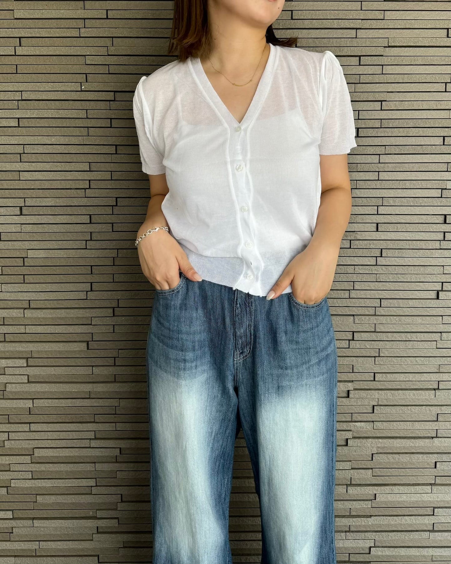 半袖シアーコンパクトカーディガン