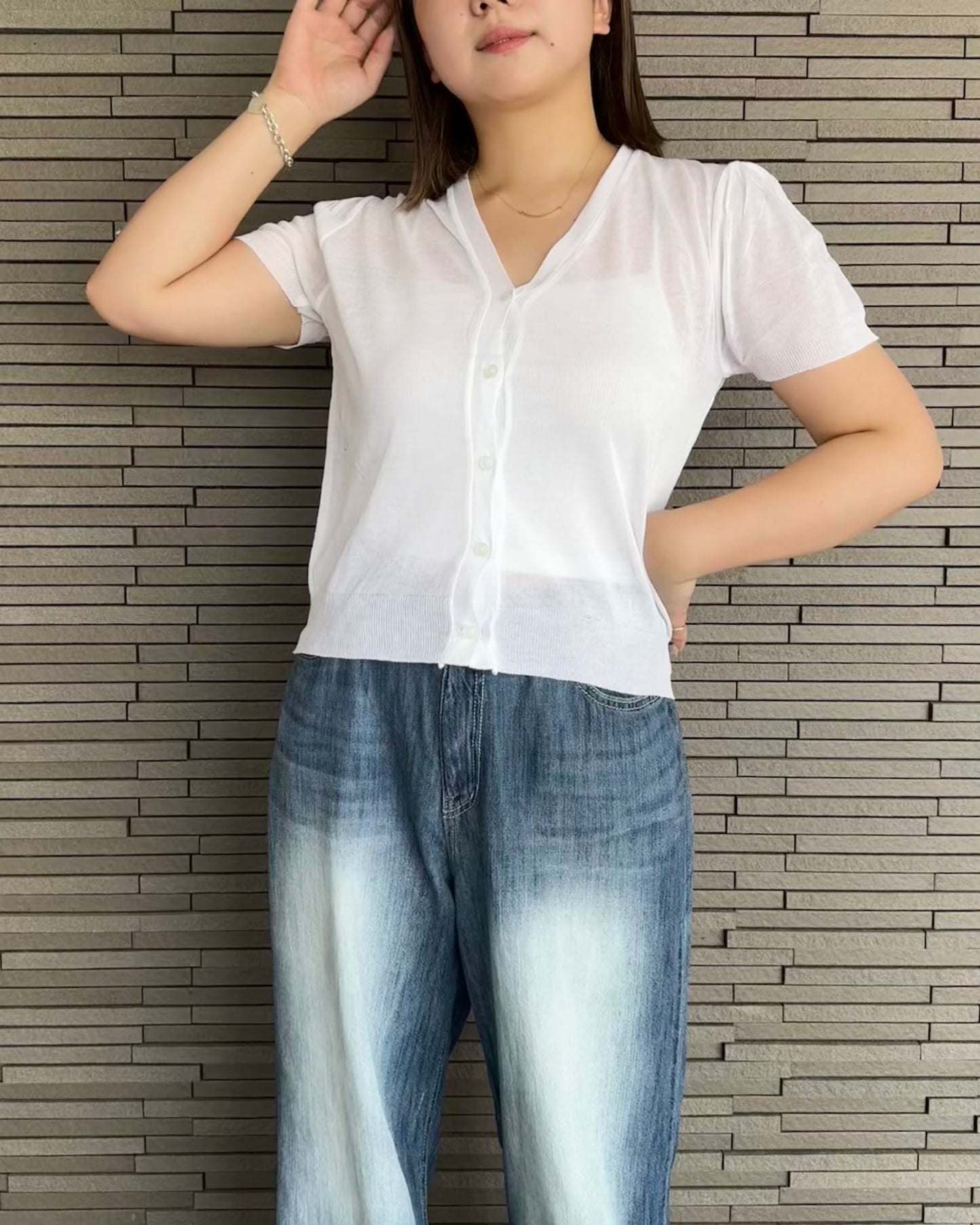 半袖シアーコンパクトカーディガン