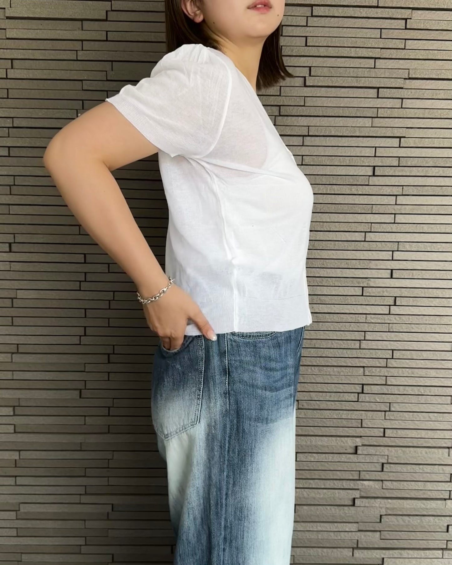 半袖シアーコンパクトカーディガン