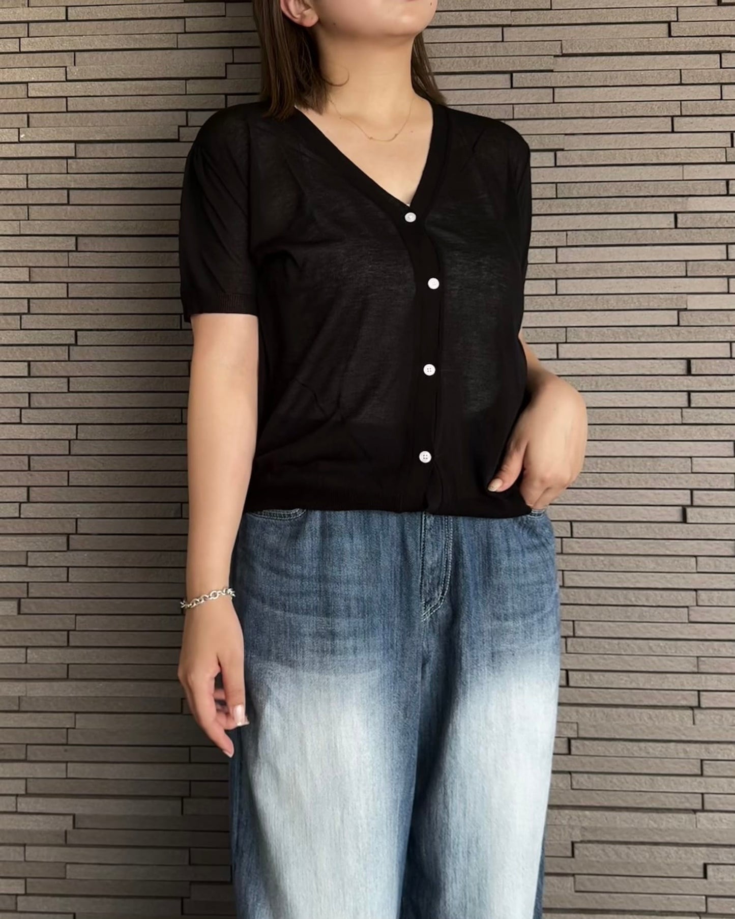 半袖シアーコンパクトカーディガン