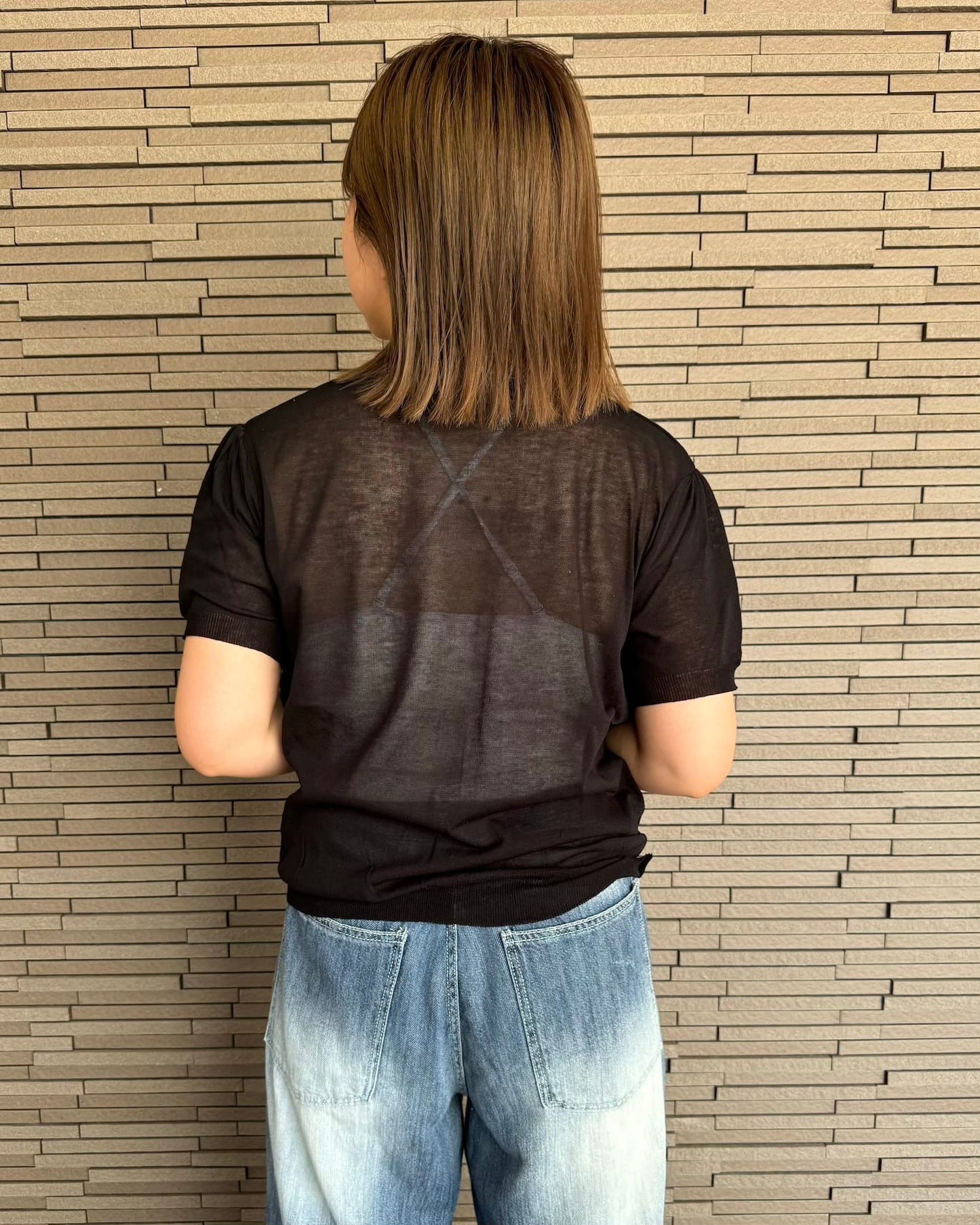 半袖シアーコンパクトカーディガン