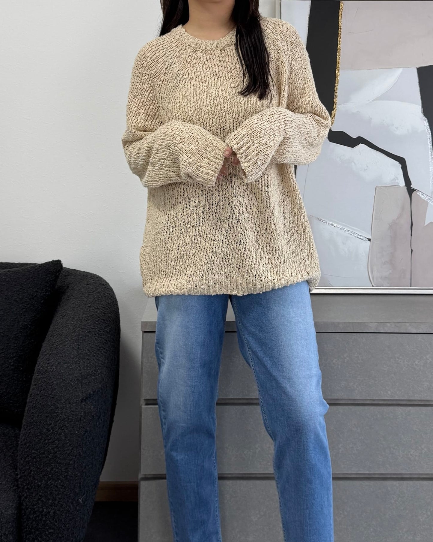 ざっくり編みスプリングルーズニット