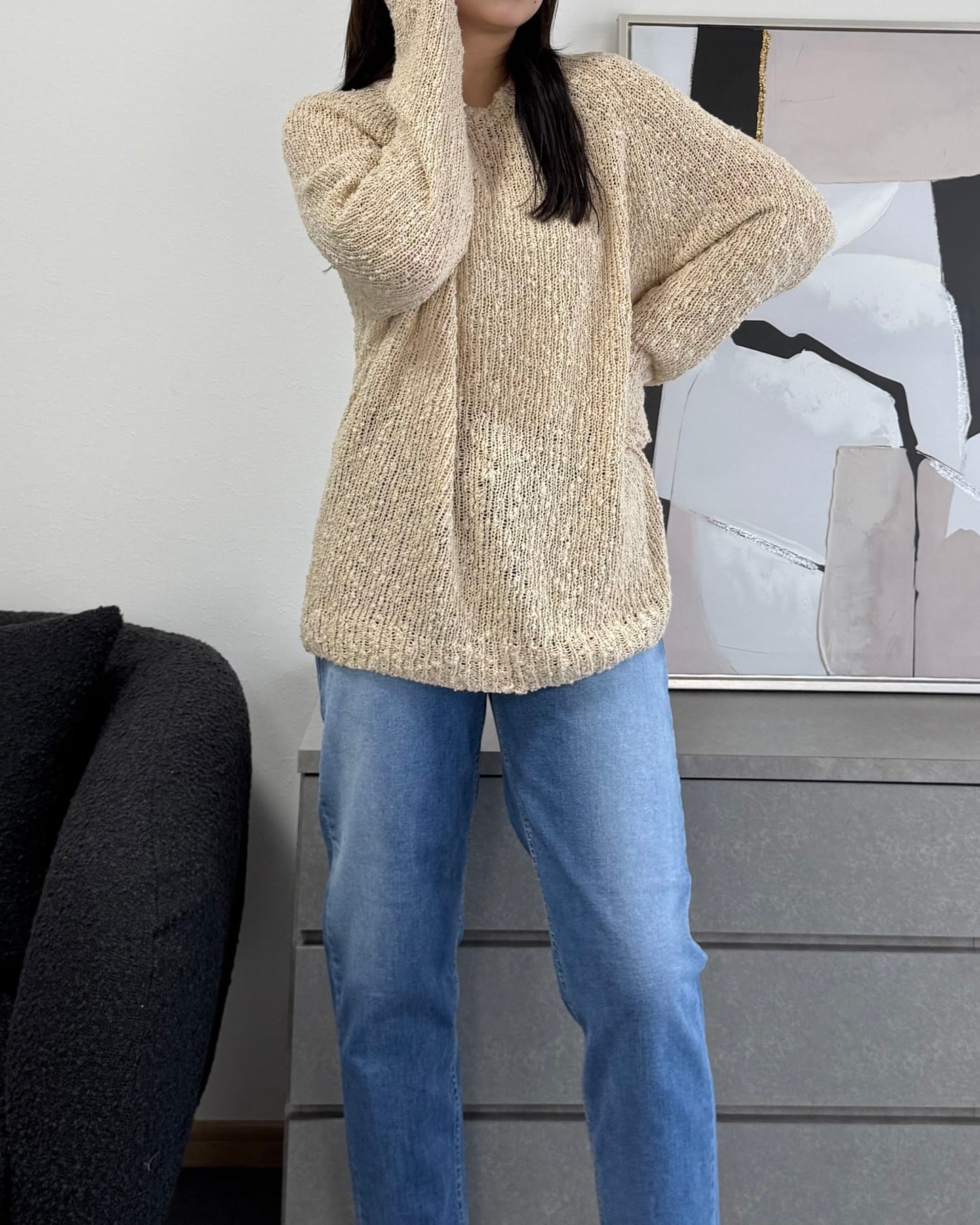 ざっくり編みスプリングルーズニット