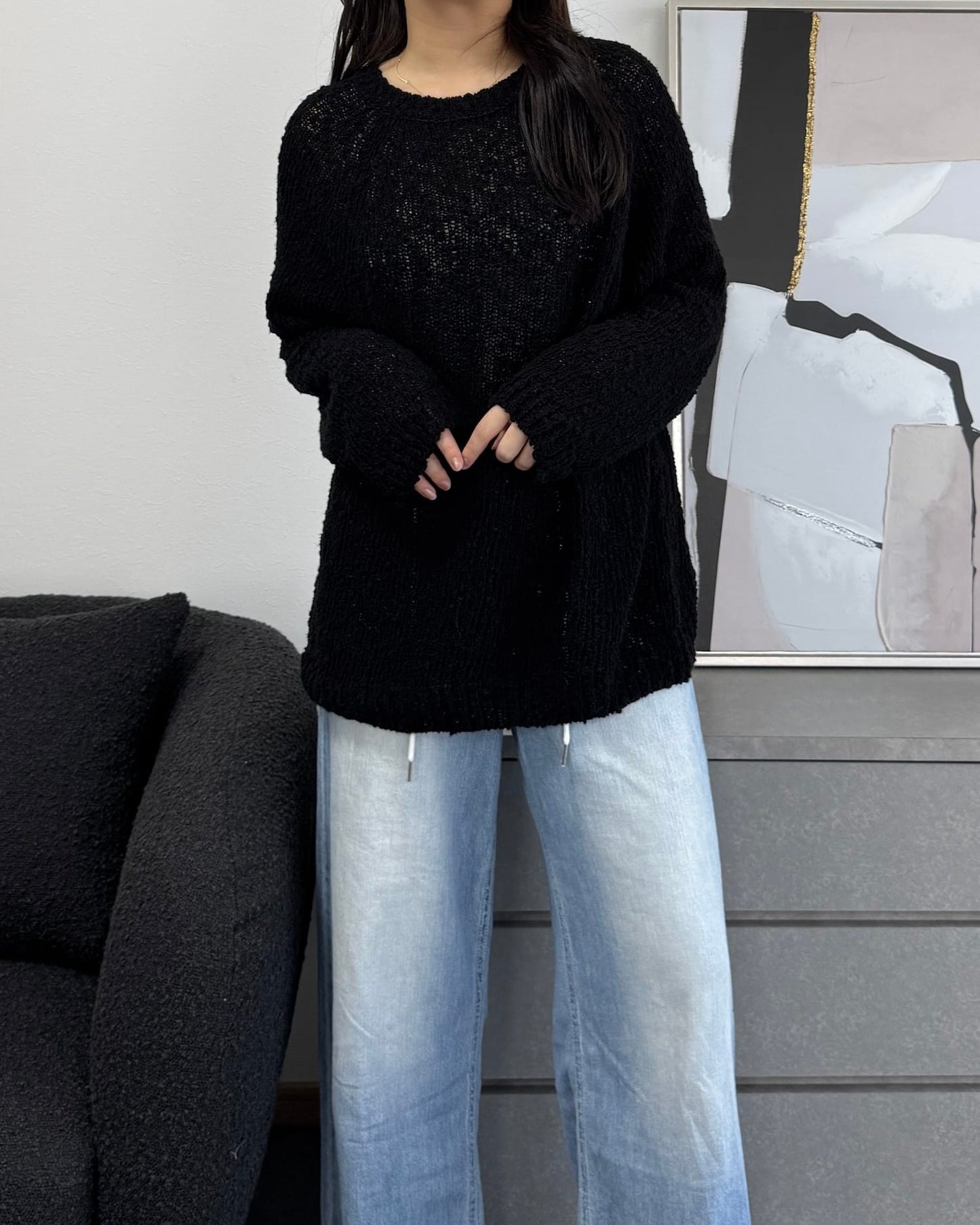 ざっくり編みスプリングルーズニット