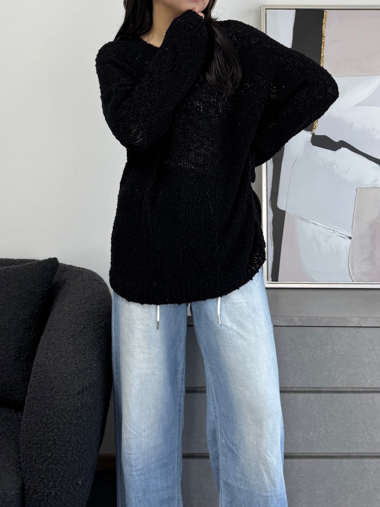 ざっくり編みスプリングルーズニット