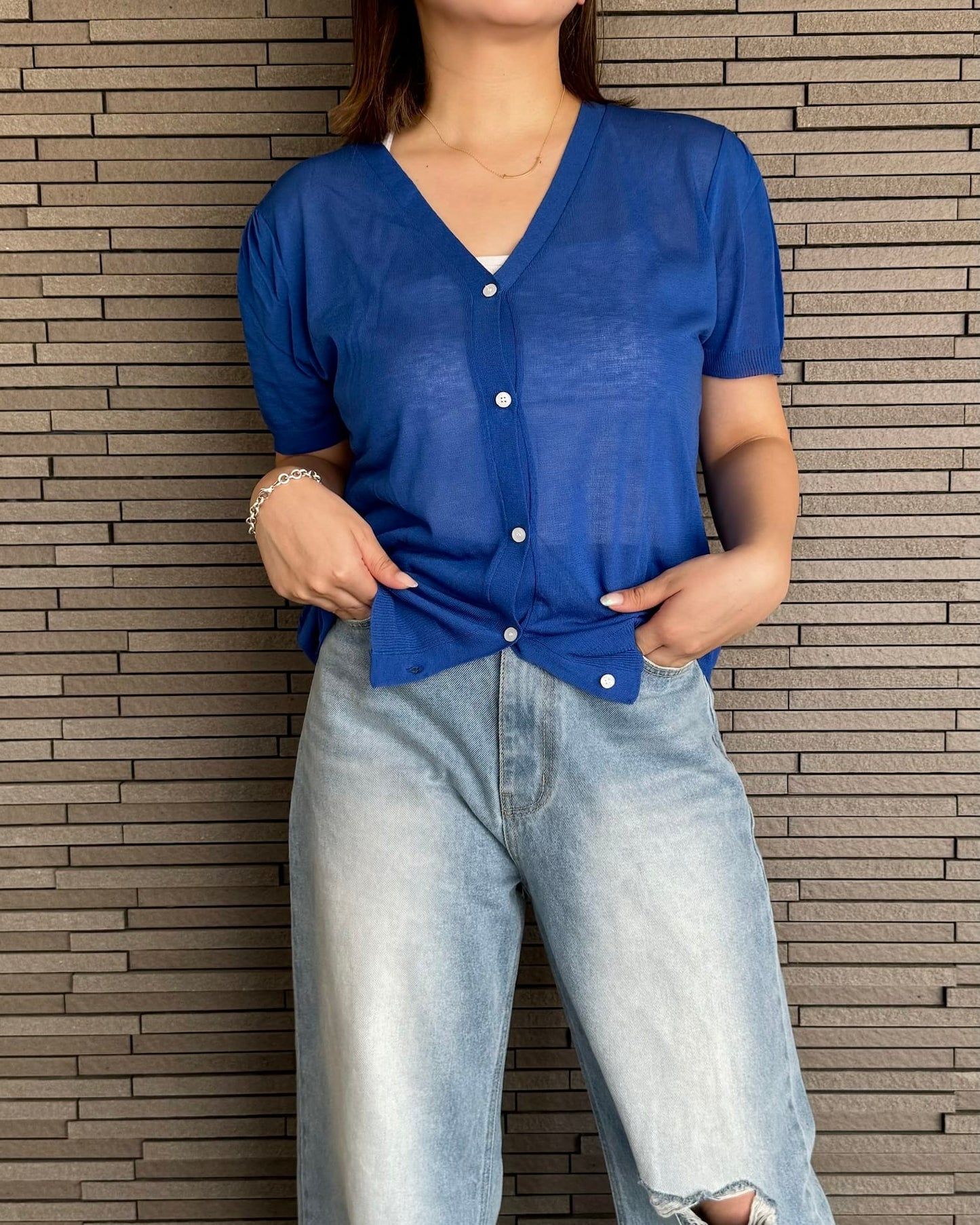 半袖シアーコンパクトカーディガン