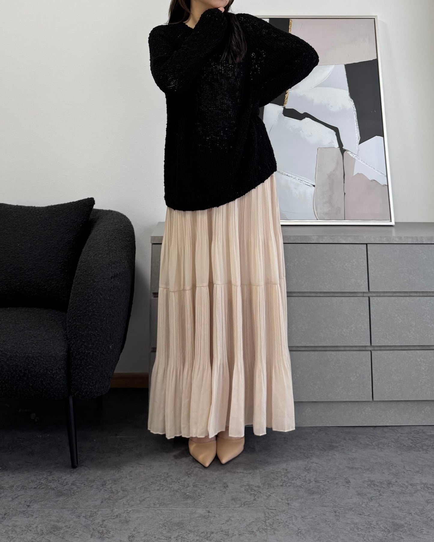 ざっくり編みスプリングルーズニット