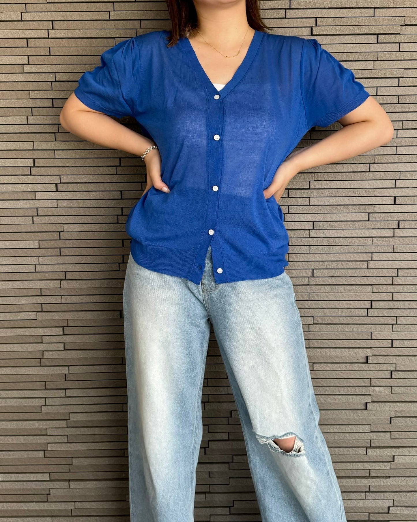 半袖シアーコンパクトカーディガン