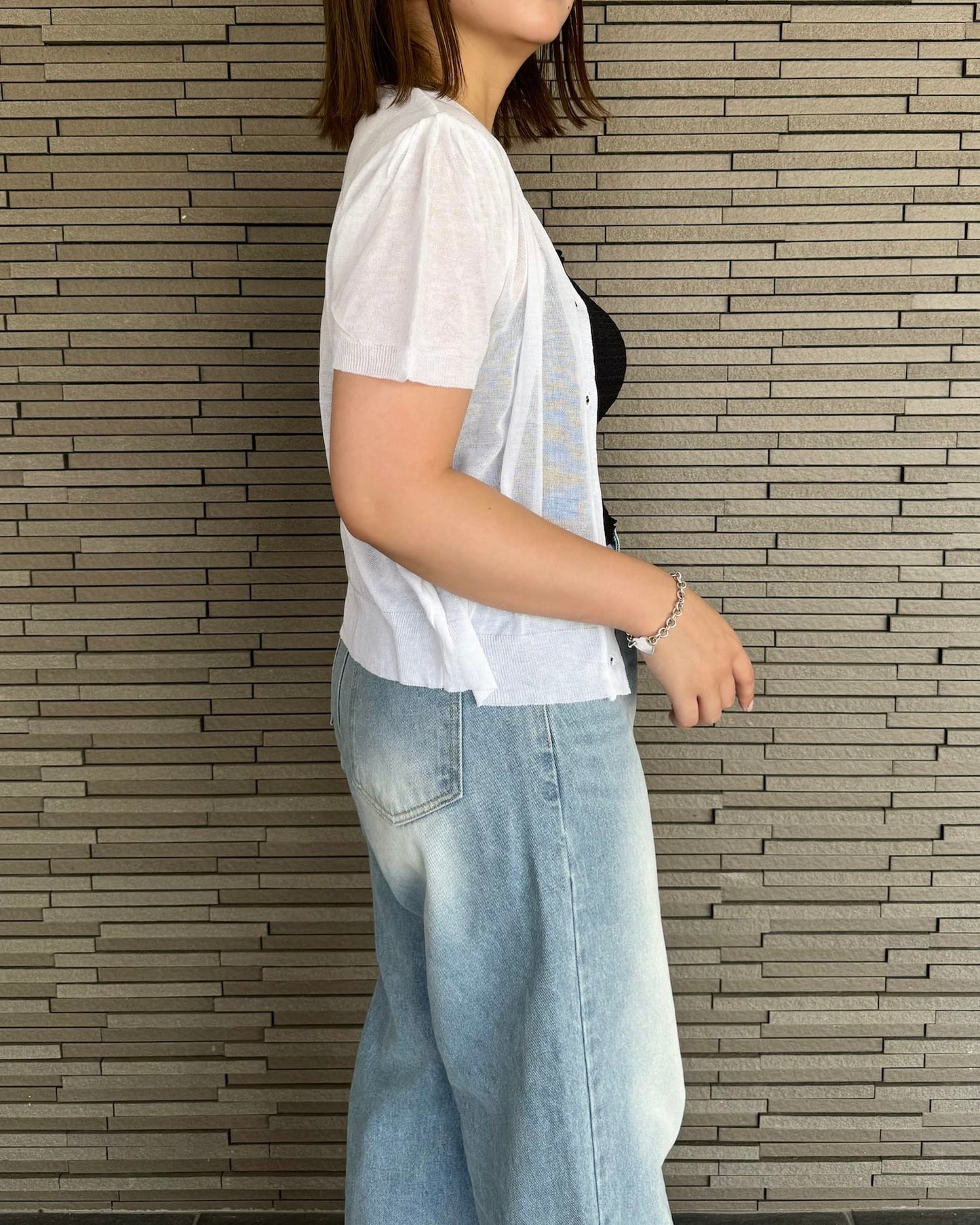 半袖シアーコンパクトカーディガン