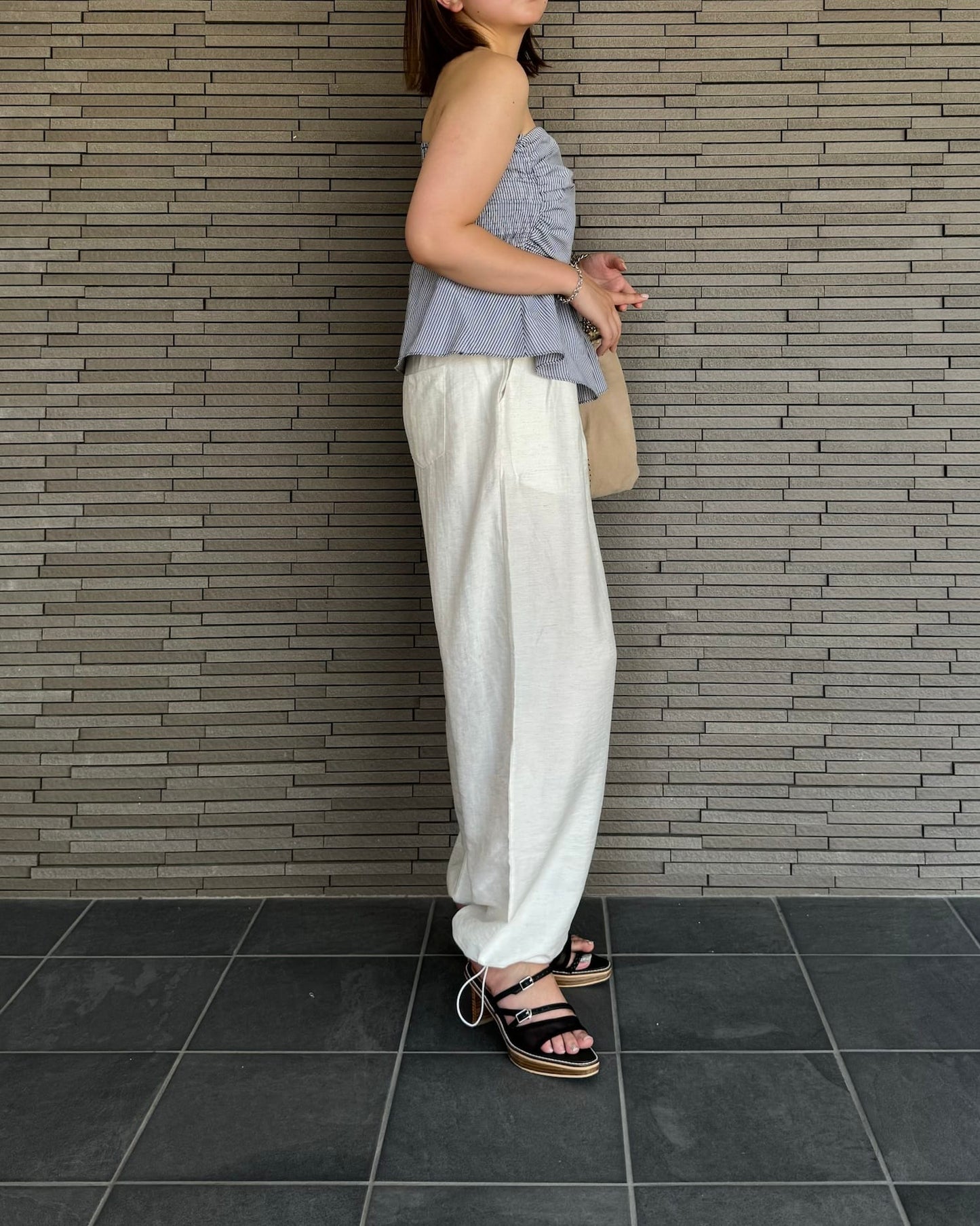 ストライプペプラムベアビスチェ