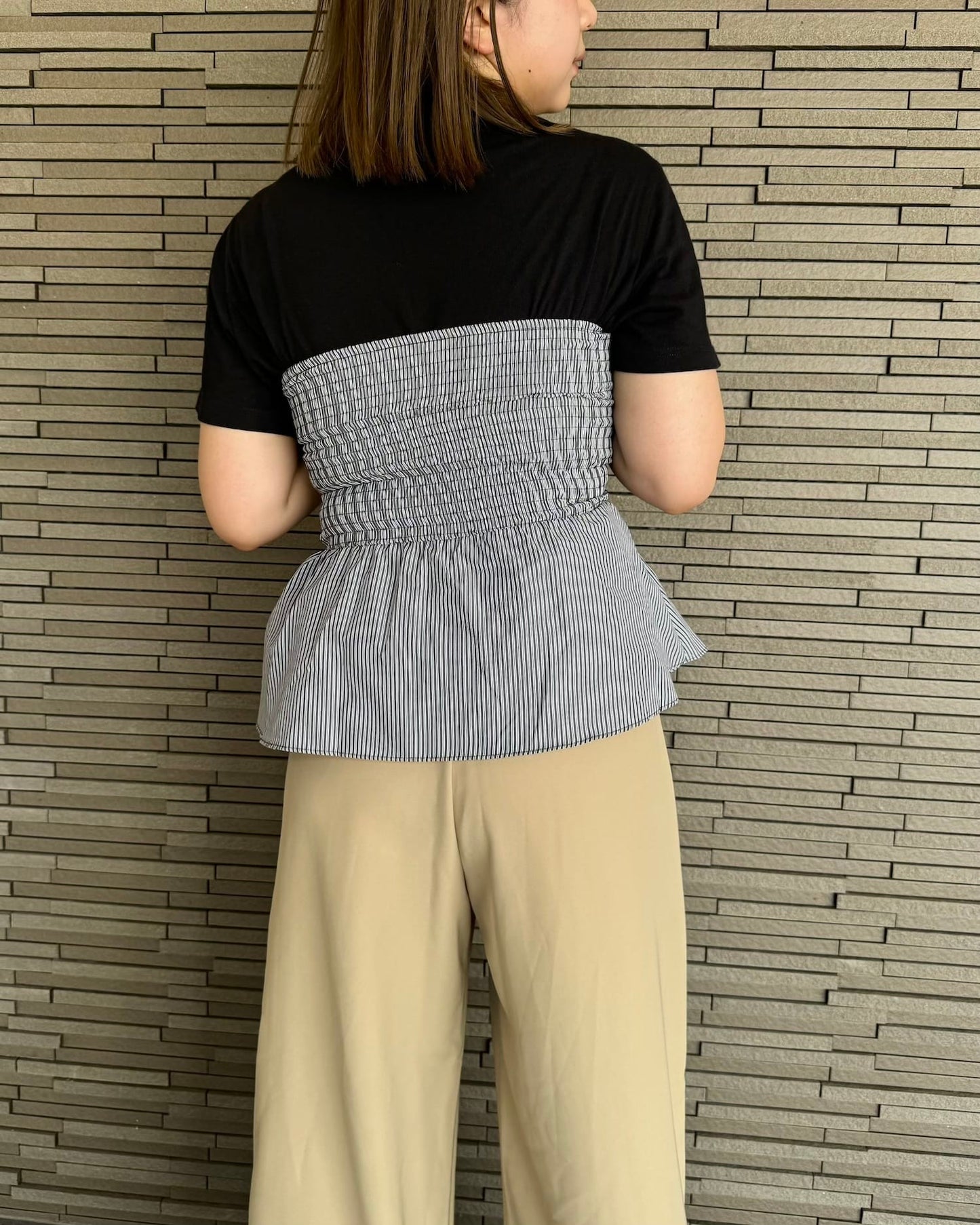 ストライプペプラムベアビスチェ