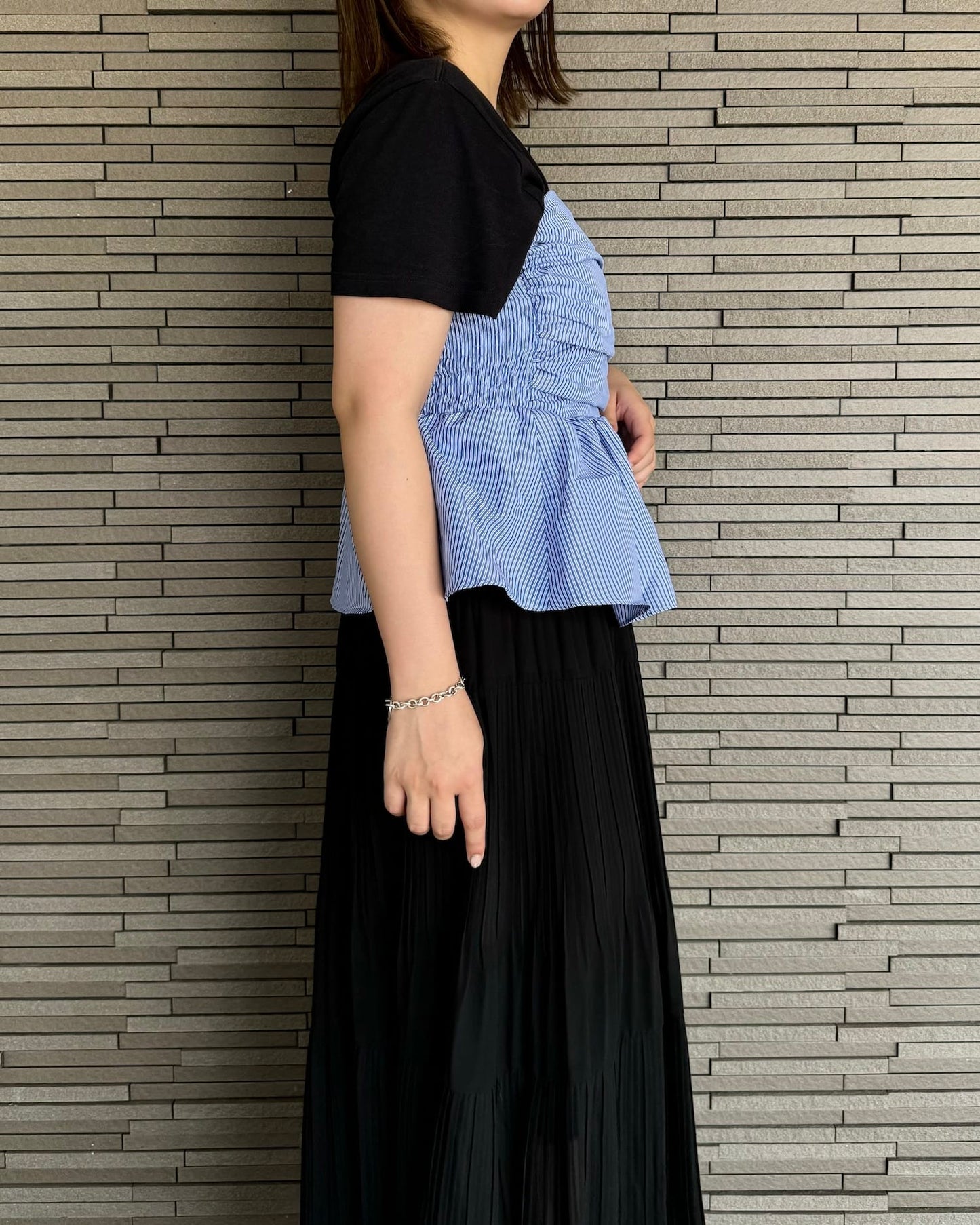 ストライプペプラムベアビスチェ