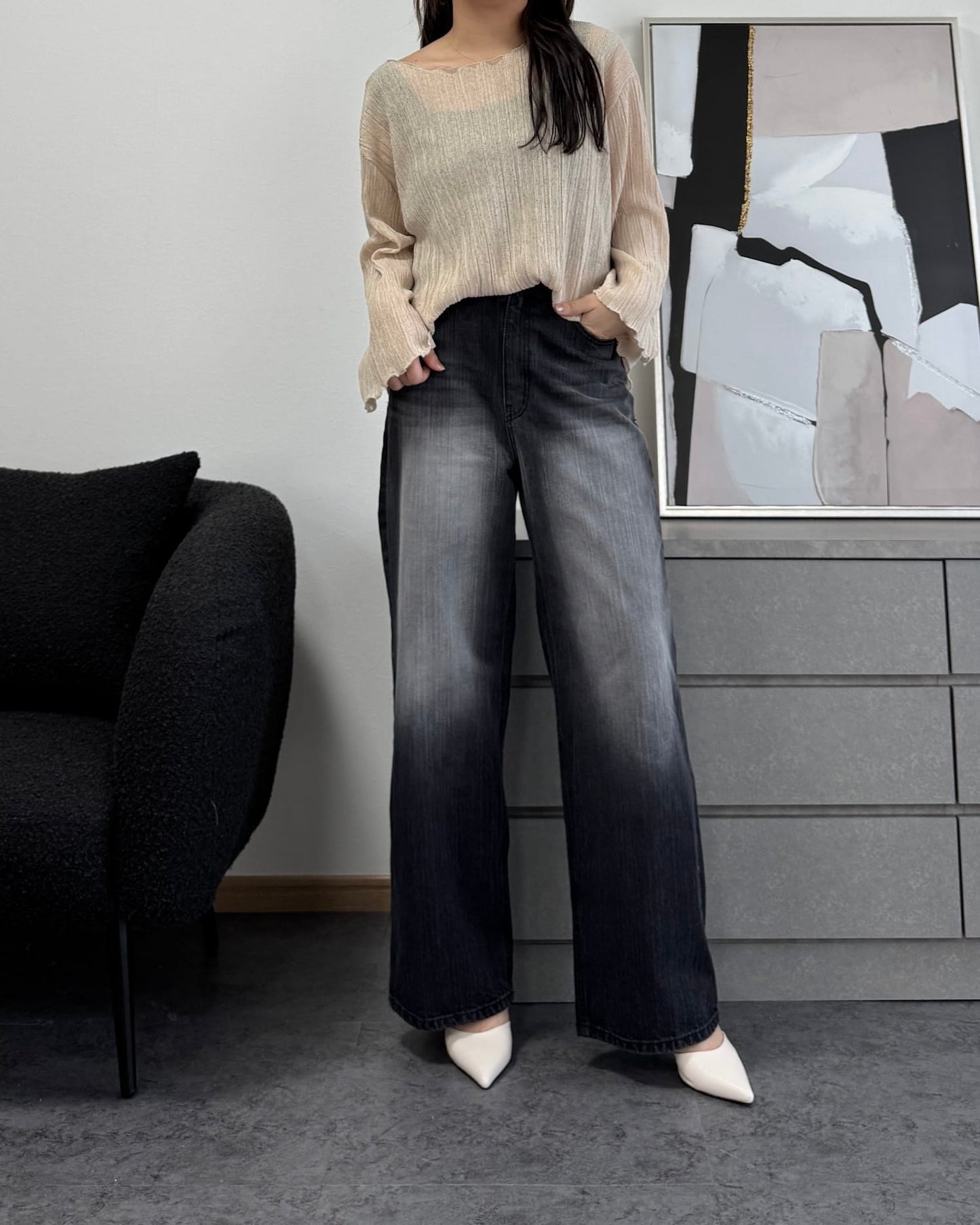 シフォンオーバーシアートップス