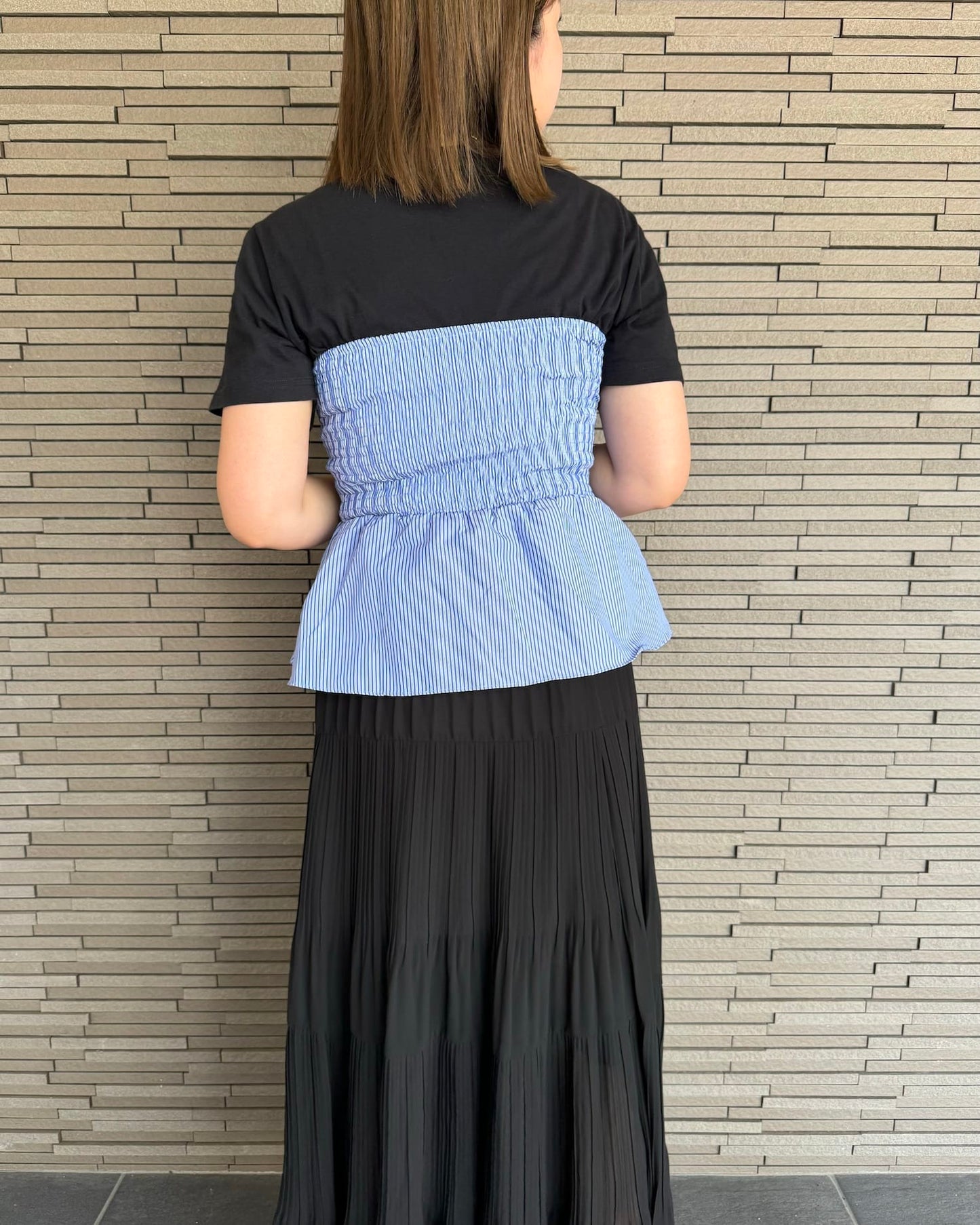 ストライプペプラムベアビスチェ