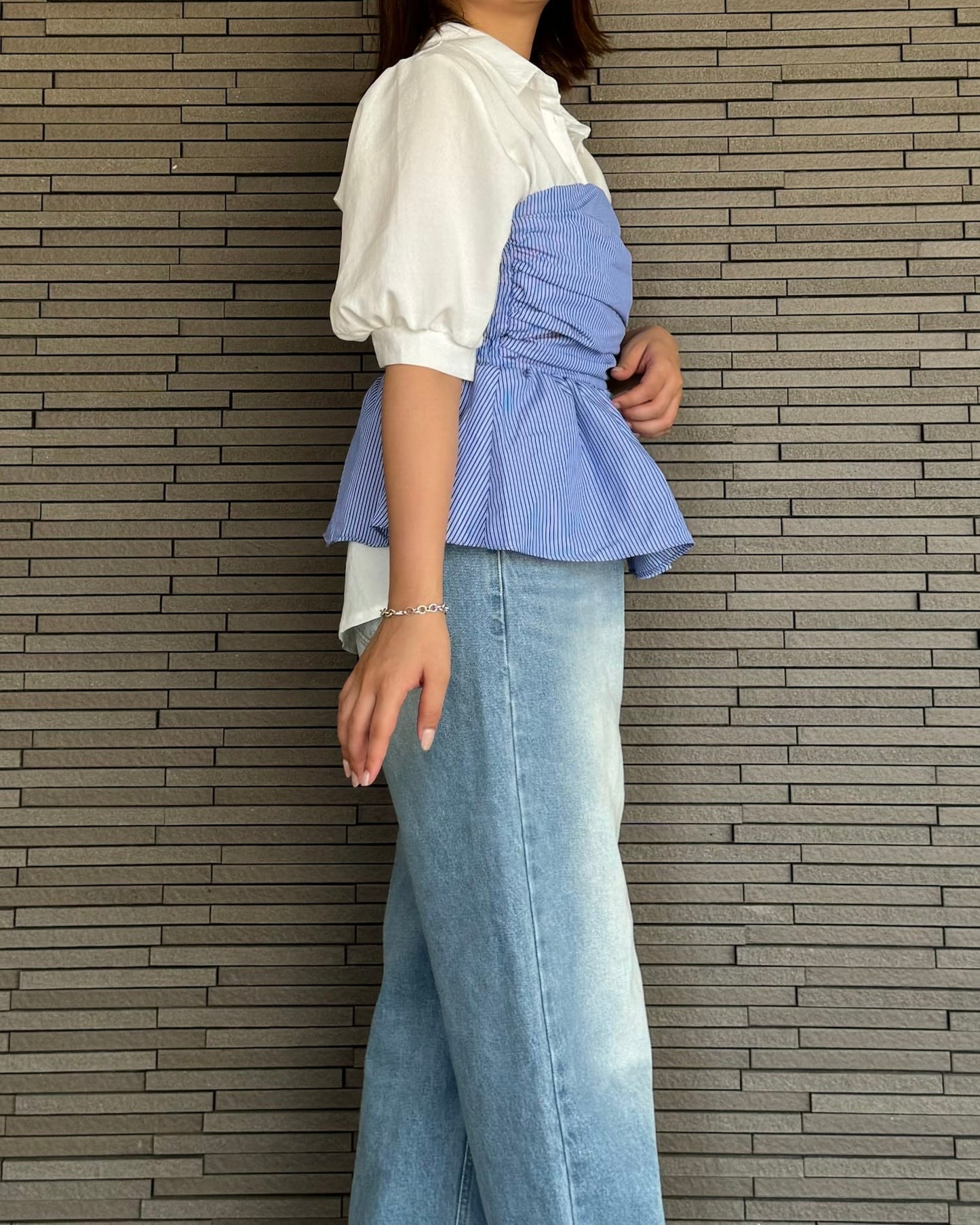 ストライプペプラムベアビスチェ