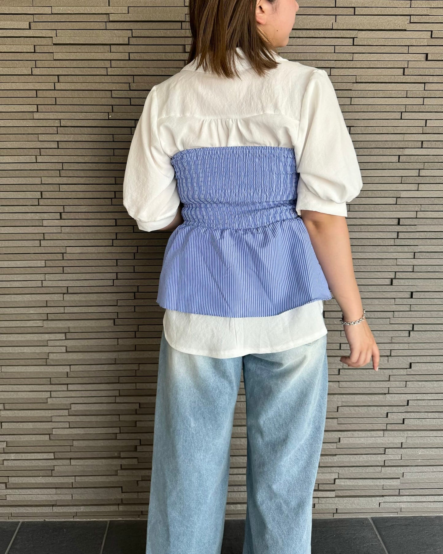 ストライプペプラムベアビスチェ