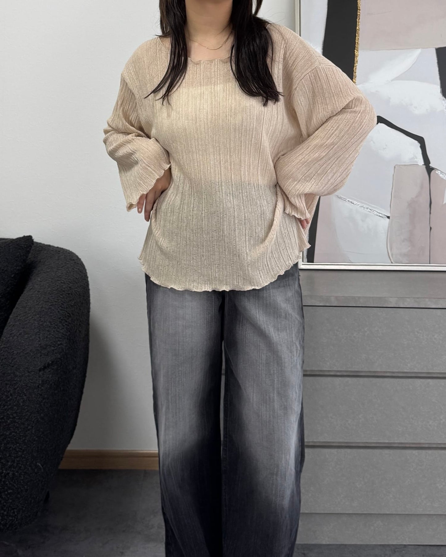 シフォンオーバーシアートップス