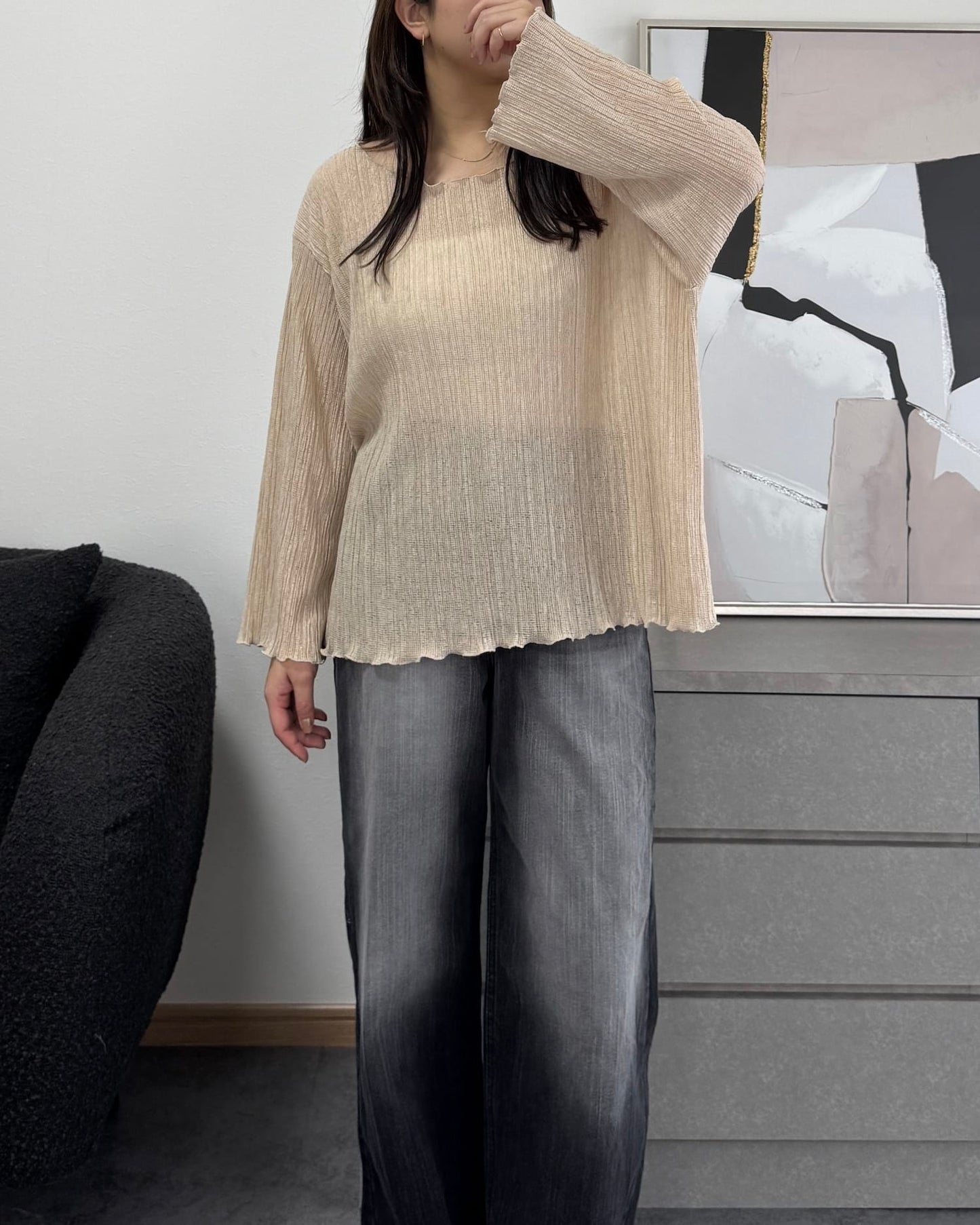 シフォンオーバーシアートップス