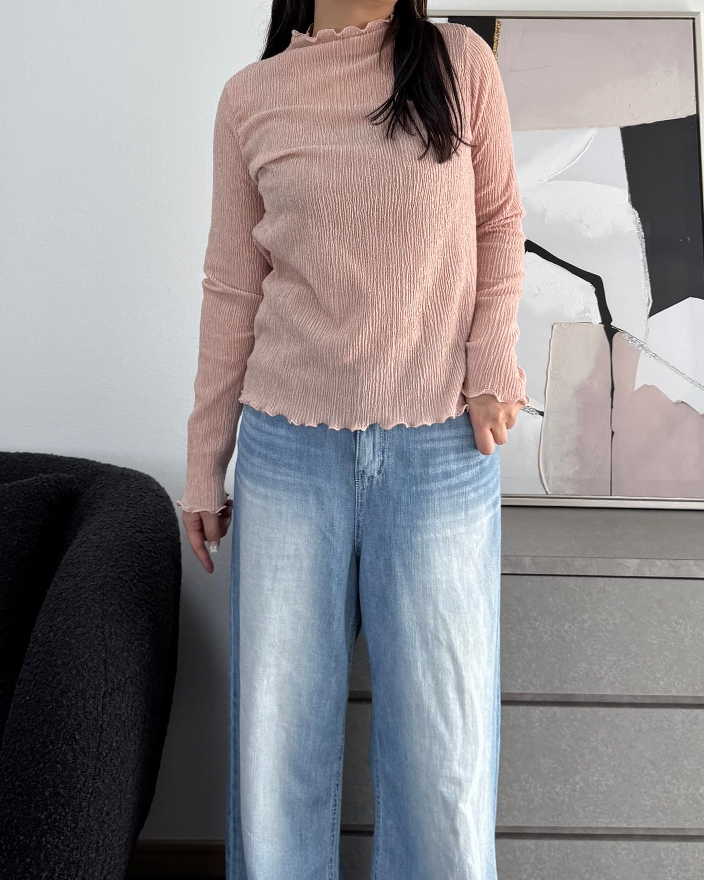 シャーリングカラープルオーバー