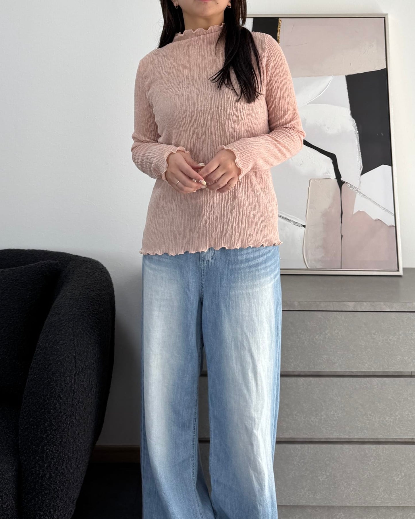 シャーリングカラープルオーバー