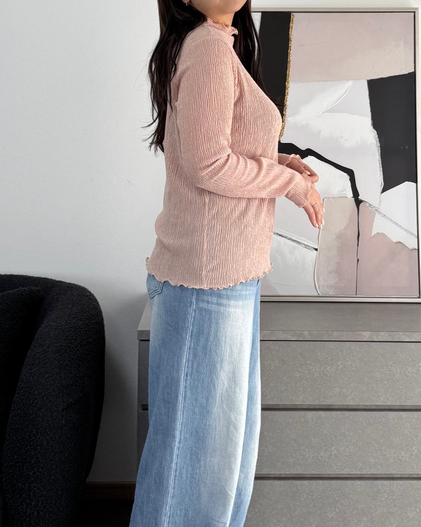 シャーリングカラープルオーバー