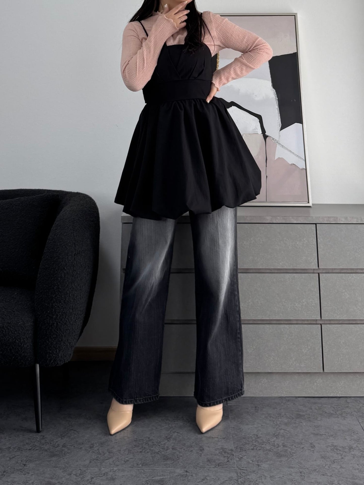 シャーリングカラープルオーバー