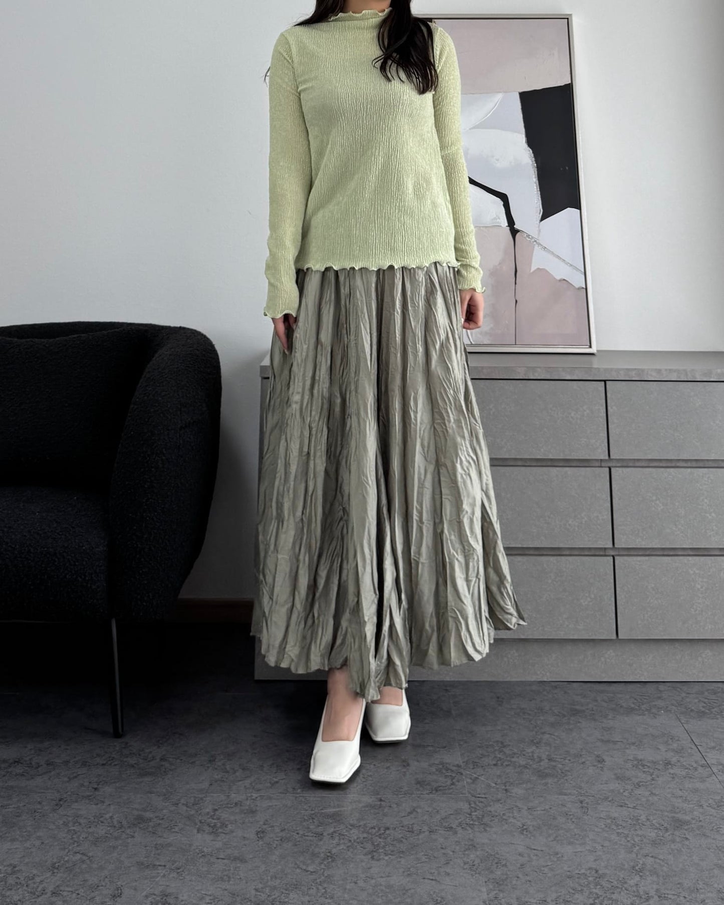 シャーリングカラープルオーバー