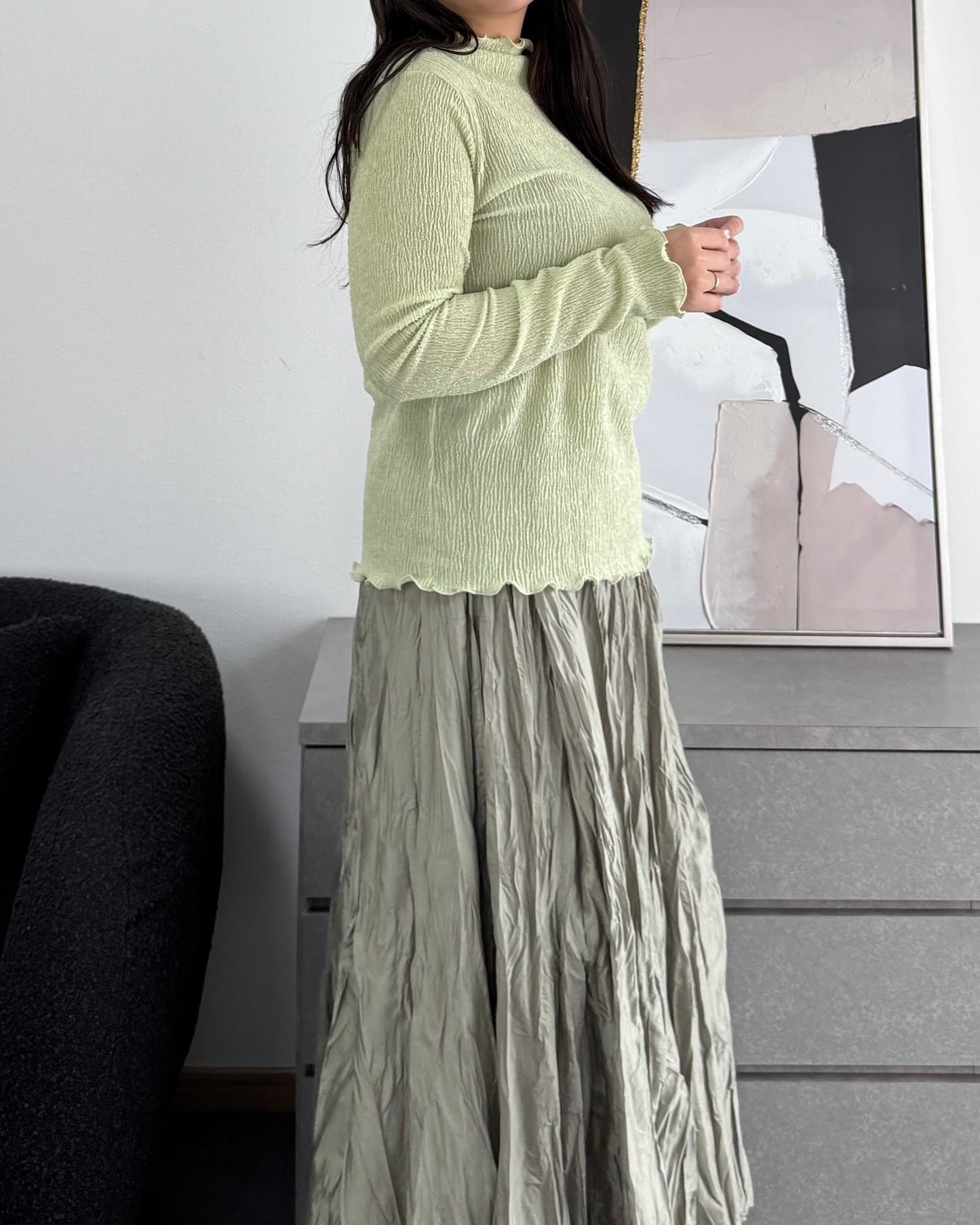 シャーリングカラープルオーバー