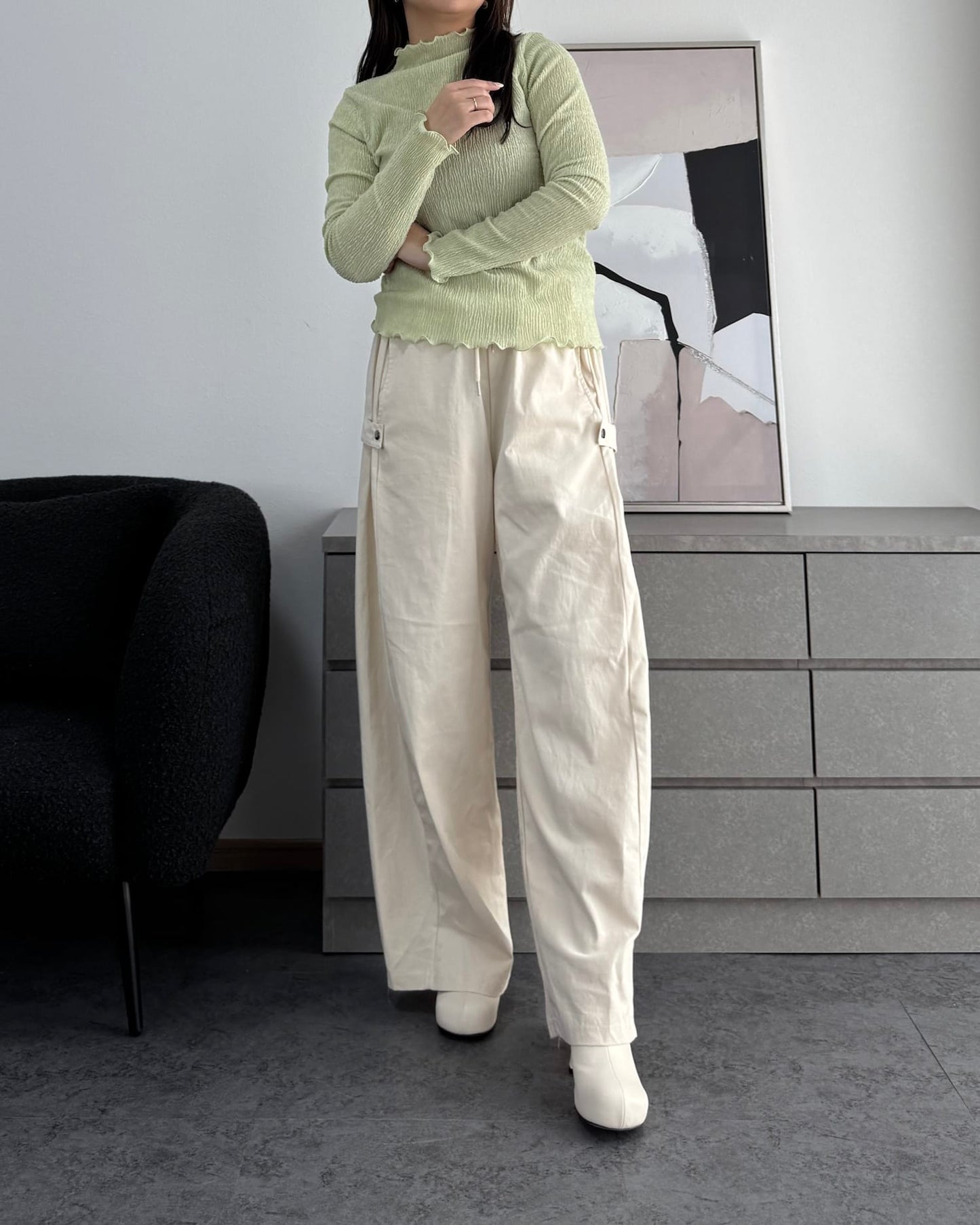 シャーリングカラープルオーバー