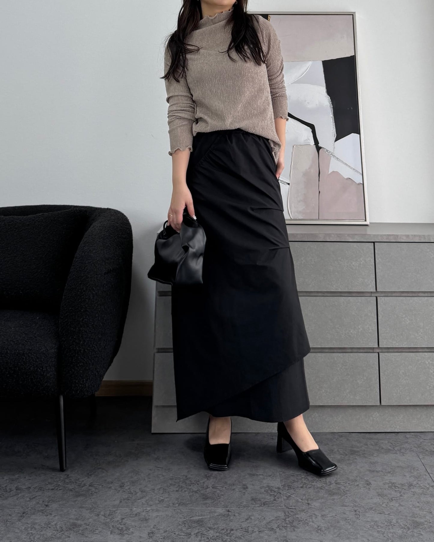 シャーリングカラープルオーバー