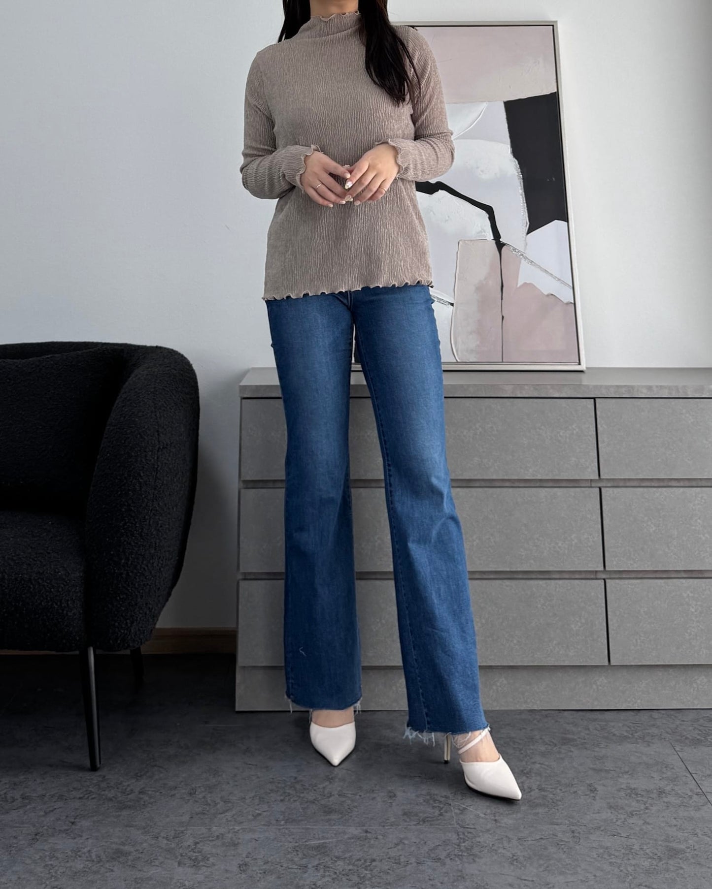 シャーリングカラープルオーバー