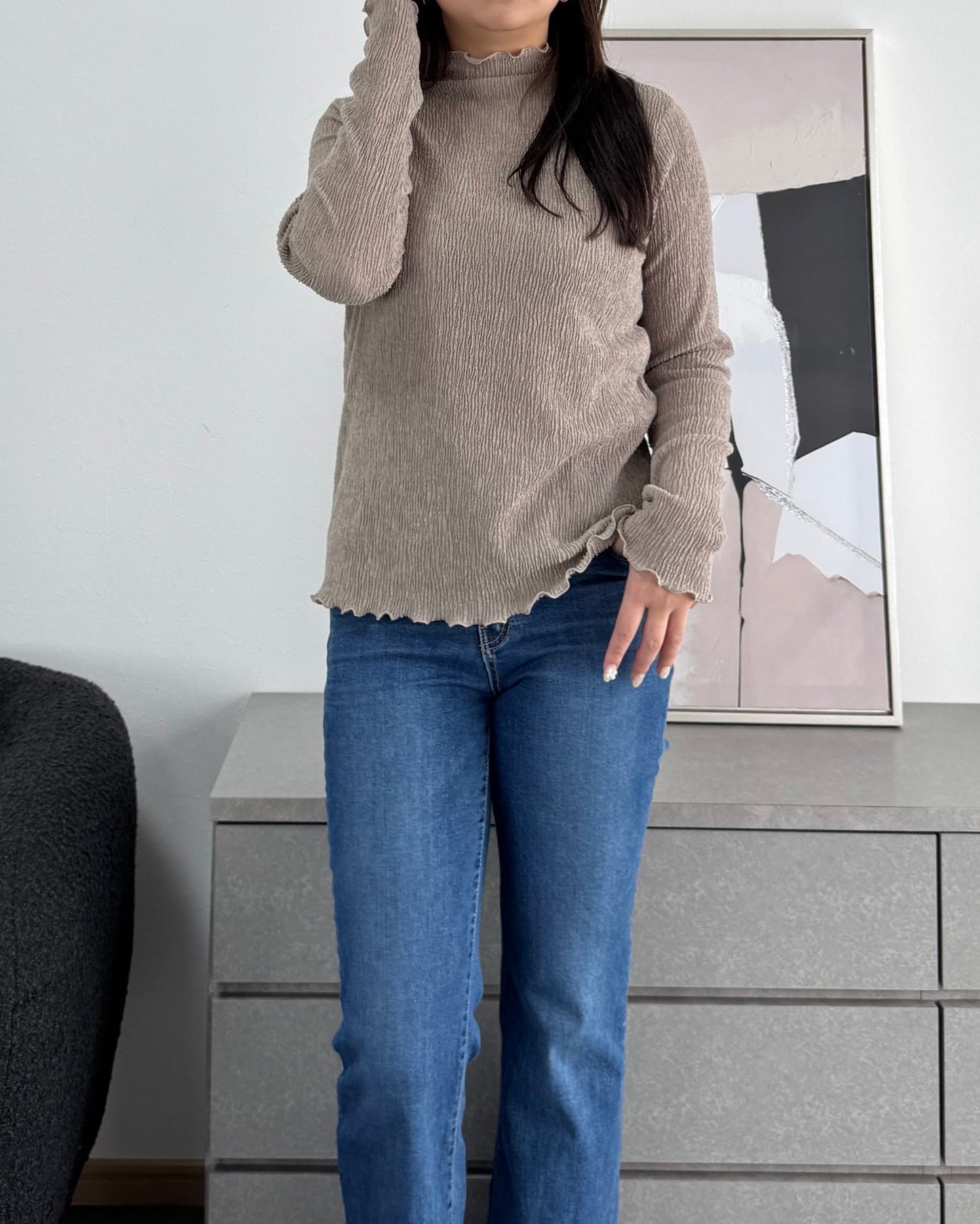 シャーリングカラープルオーバー