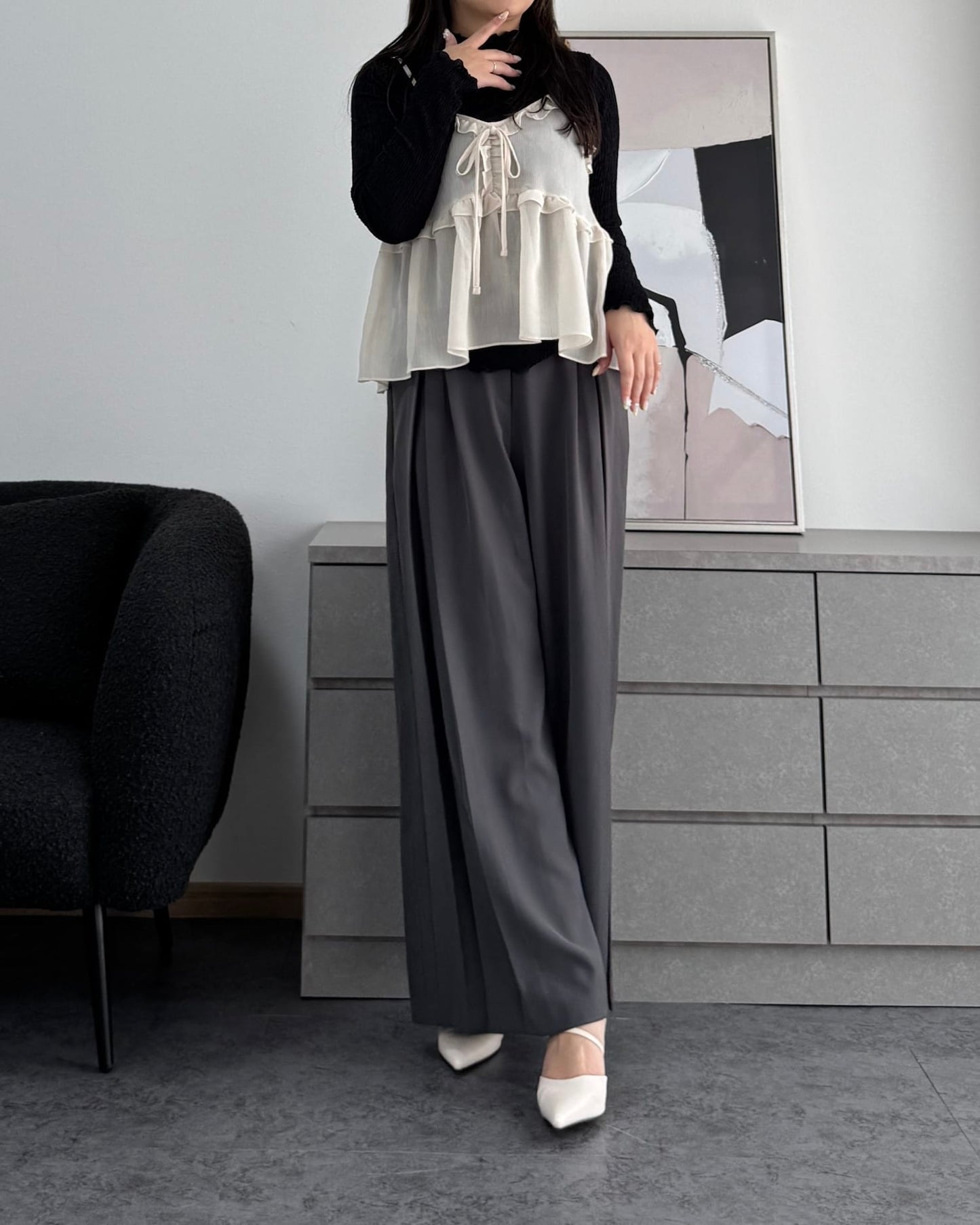 シャーリングカラープルオーバー