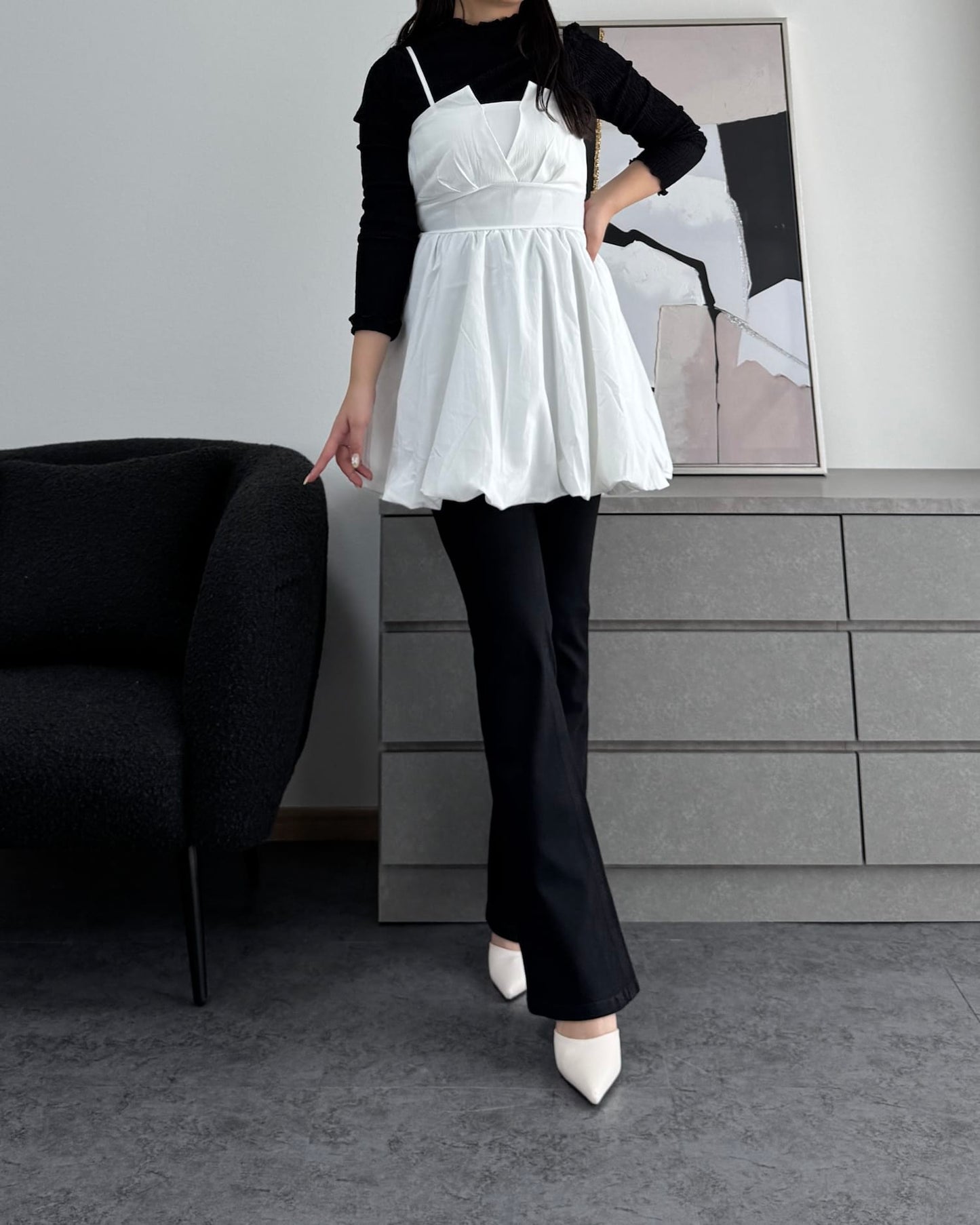 シャーリングカラープルオーバー