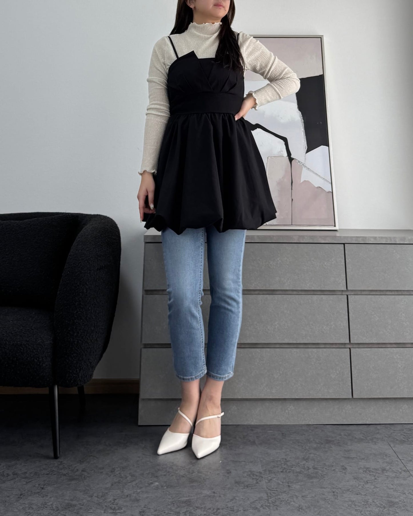 シャーリングカラープルオーバー