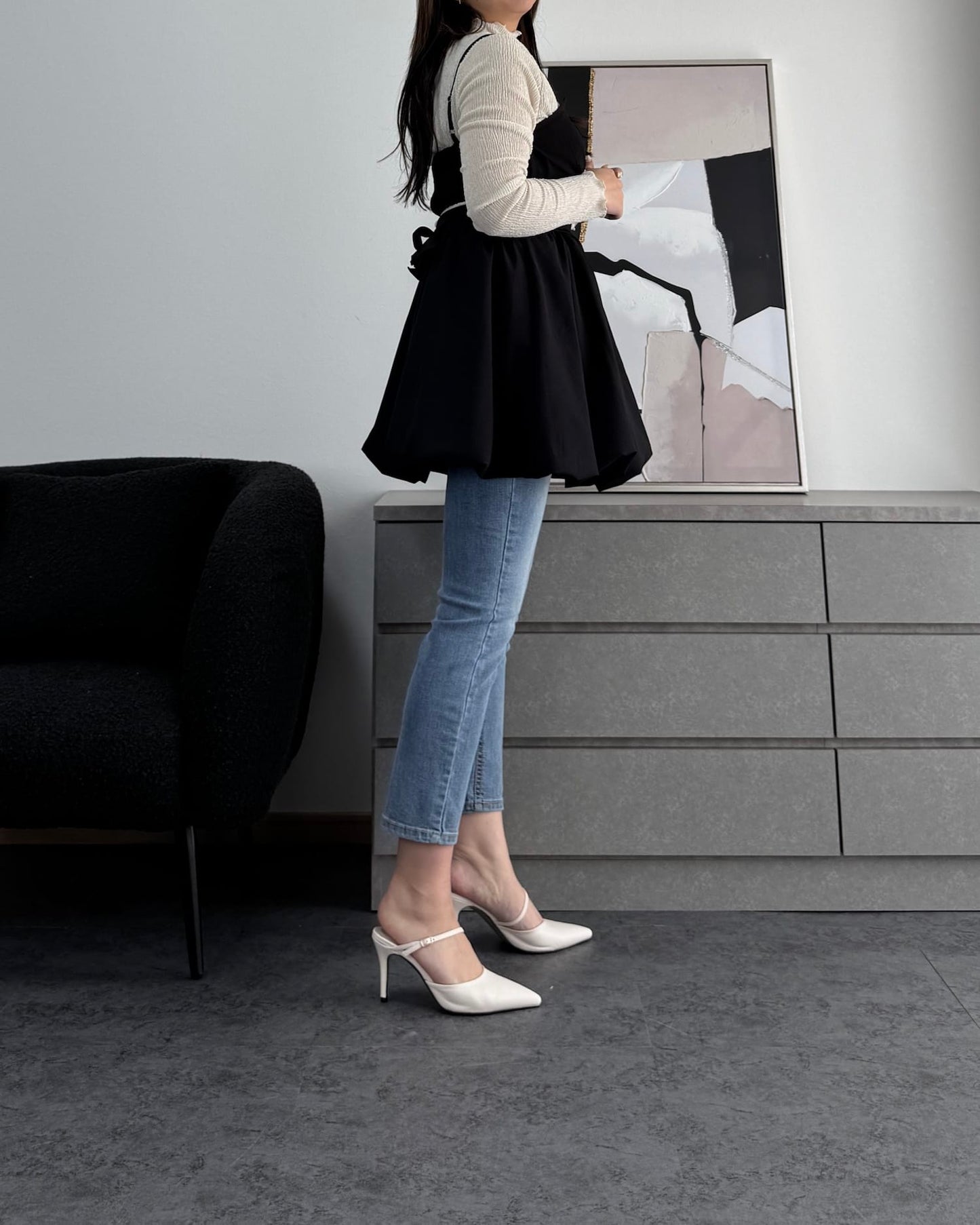 【体型カバー】バックリボンバルーンビスチェ