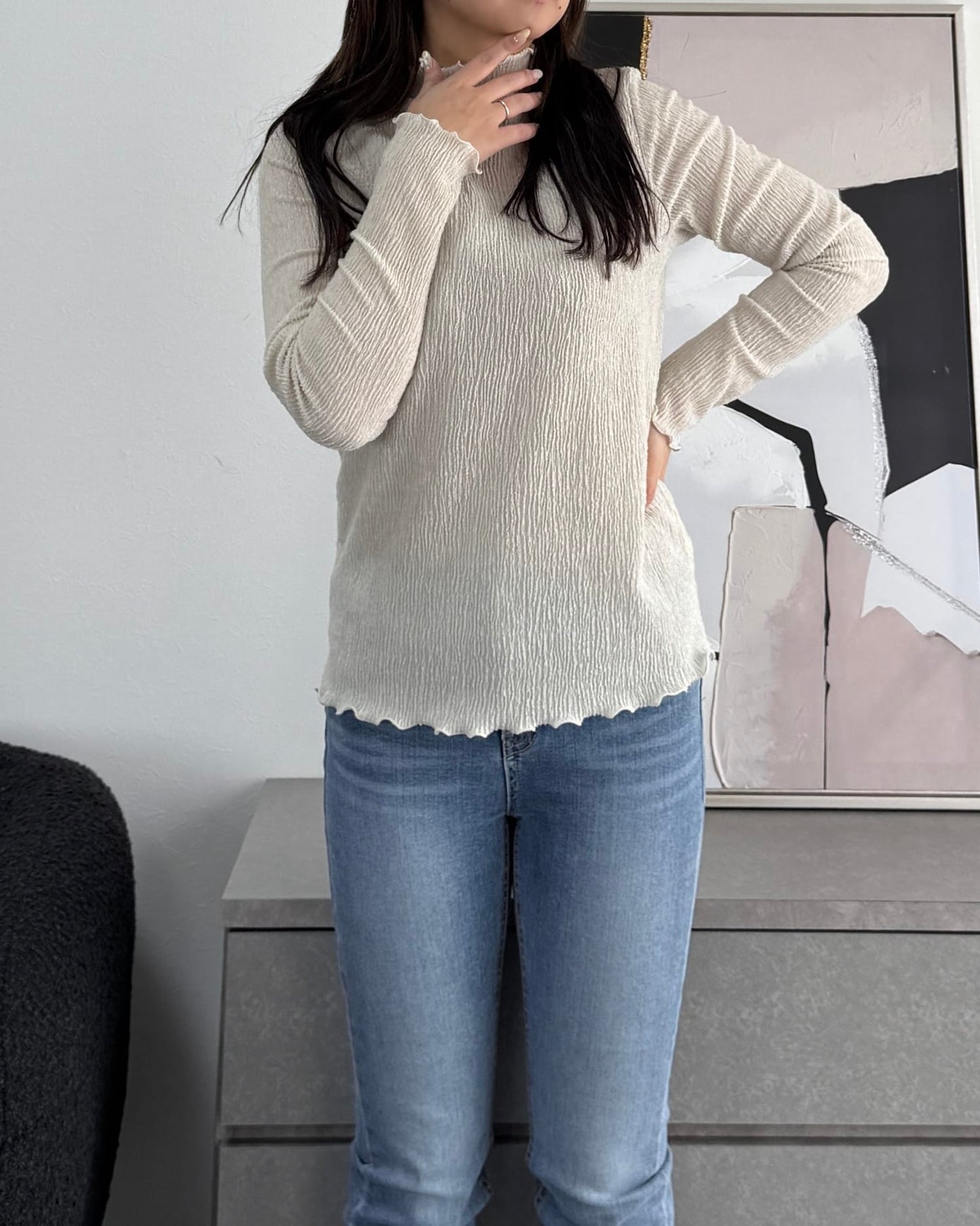 シャーリングカラープルオーバー